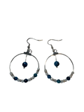 Boucle d’oreille œil de tigre bleu et pierre de lune