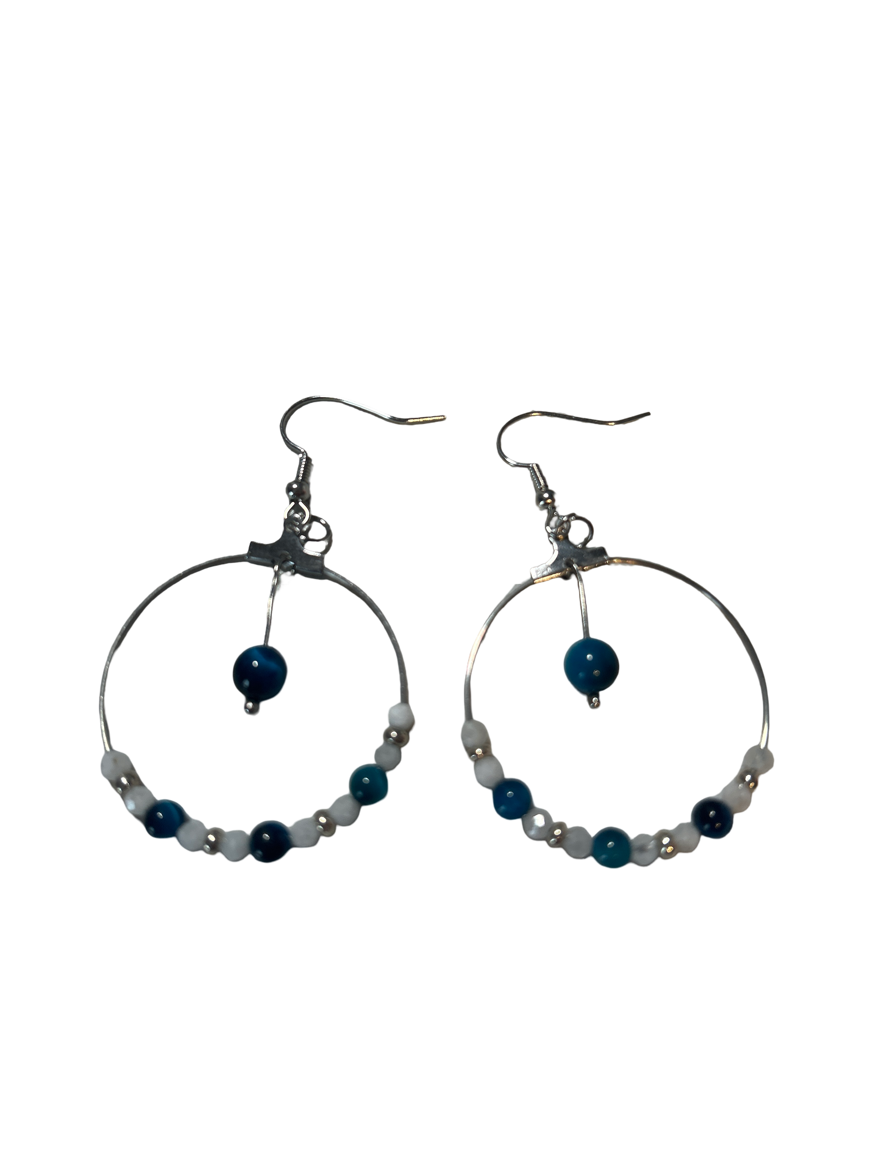 Boucle d’oreille œil de tigre bleu et pierre de lune