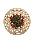 Fleur de vie 4 pouces unakite, agate verte et corail rouge