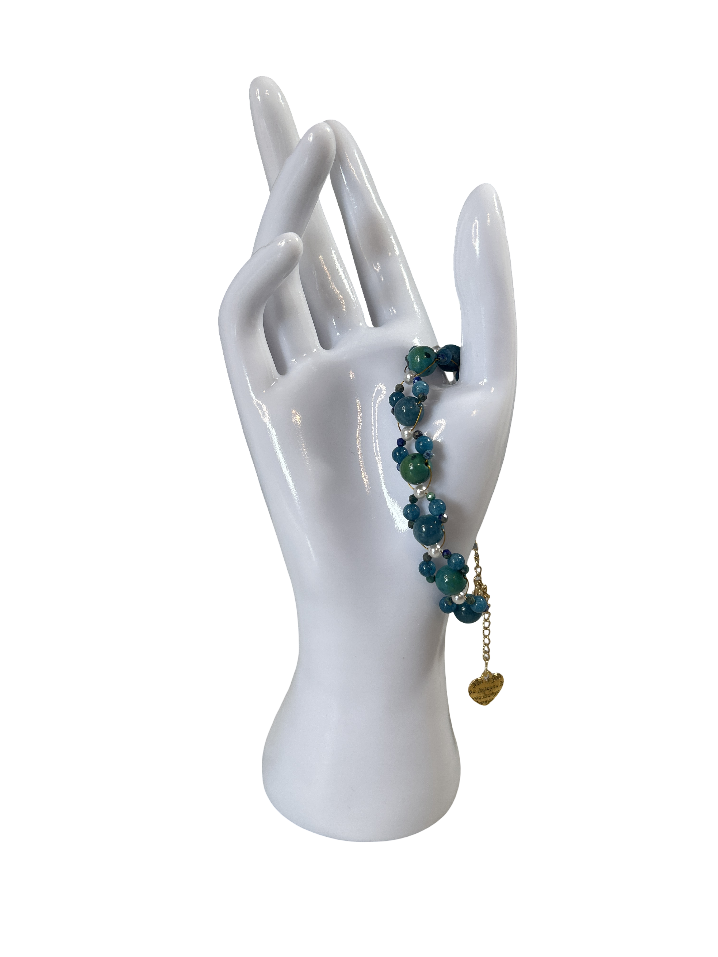 Bracelet tressé Chrysocolle et apatite bleue