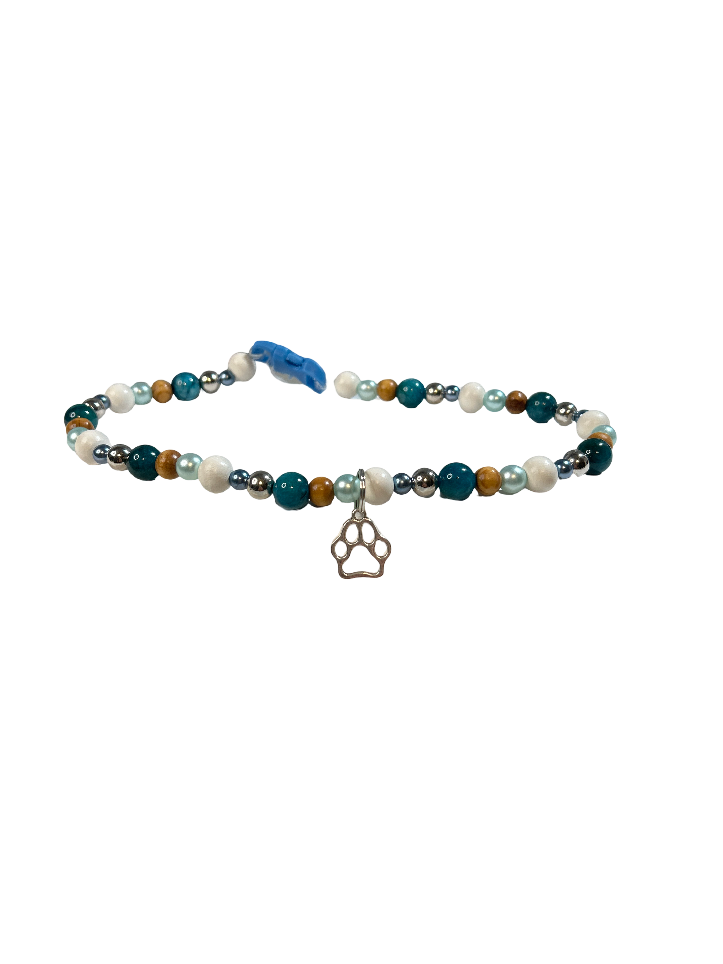 Collier chien fil élastique 16.5 pouces apatite bleue
