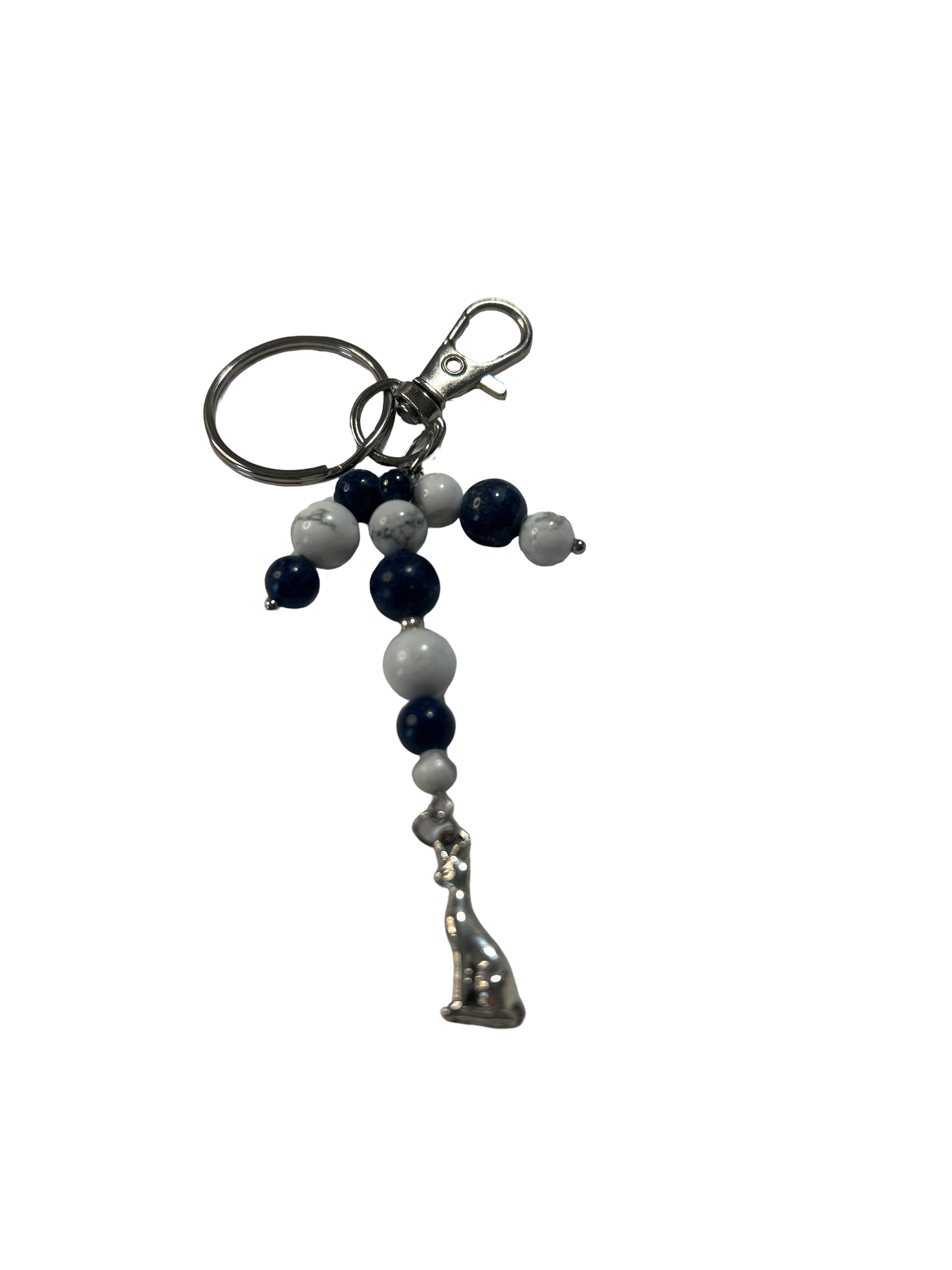 Porte clé howlite et lapis lazuli