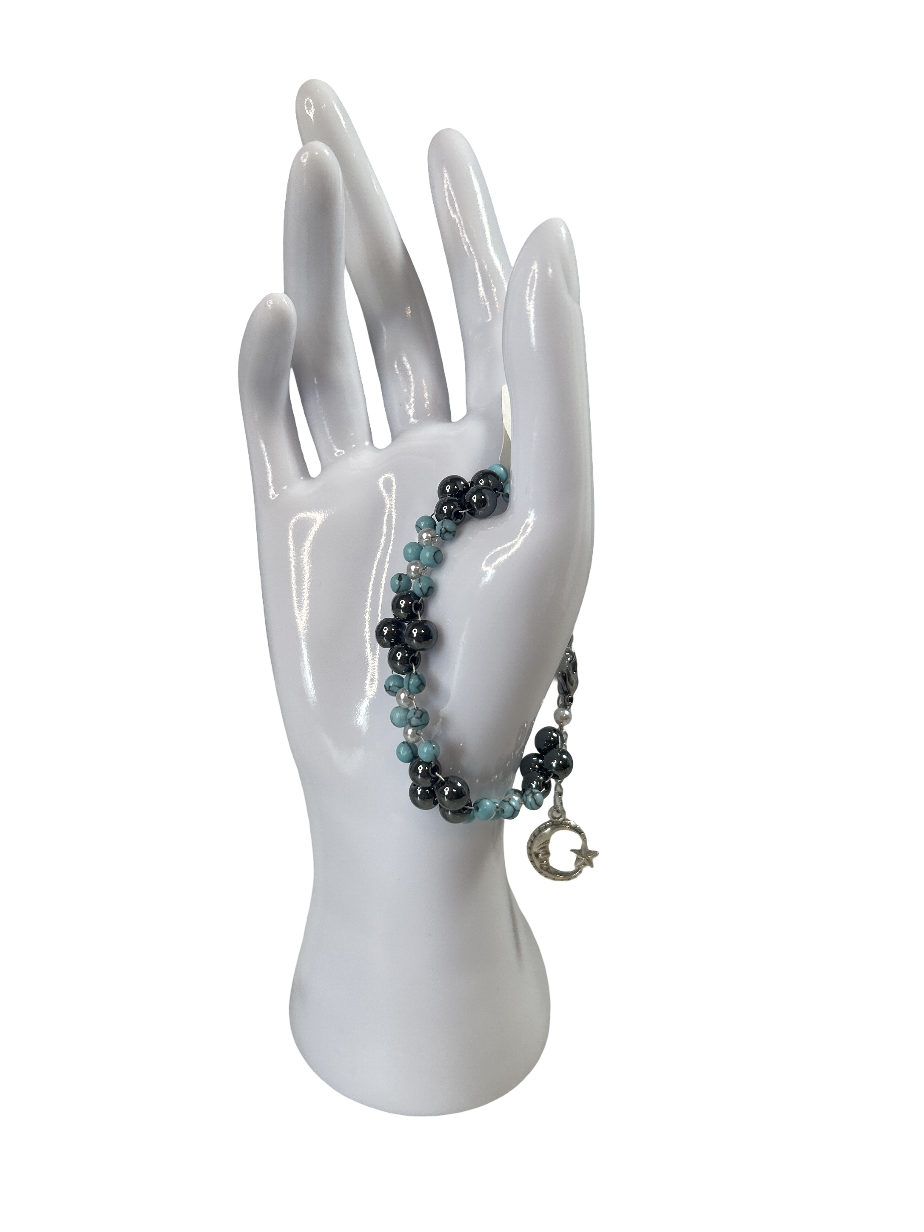 Bracelet tressé hématite et turquoise