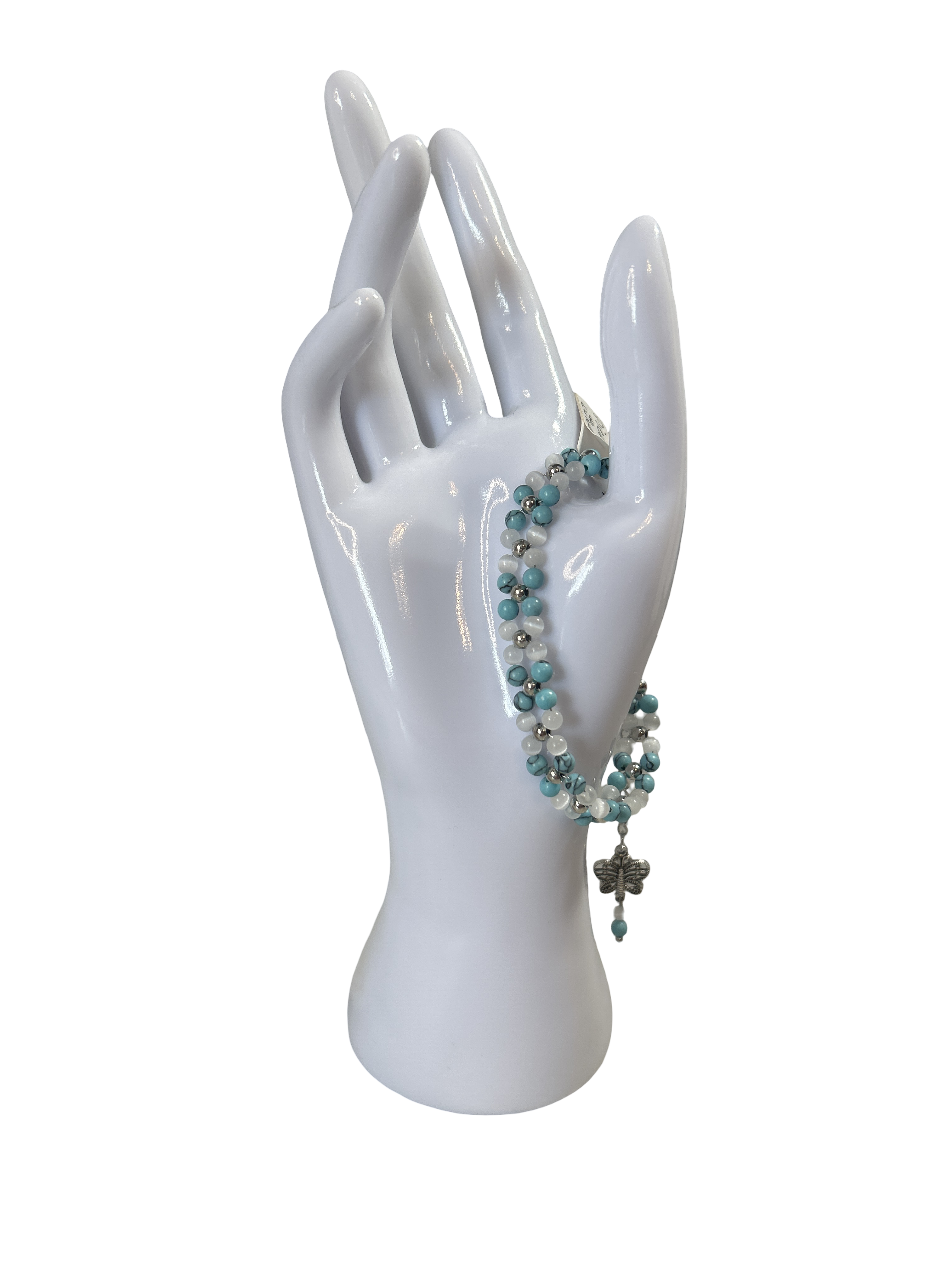 Bracelet tressé turquoise et pierre de lune