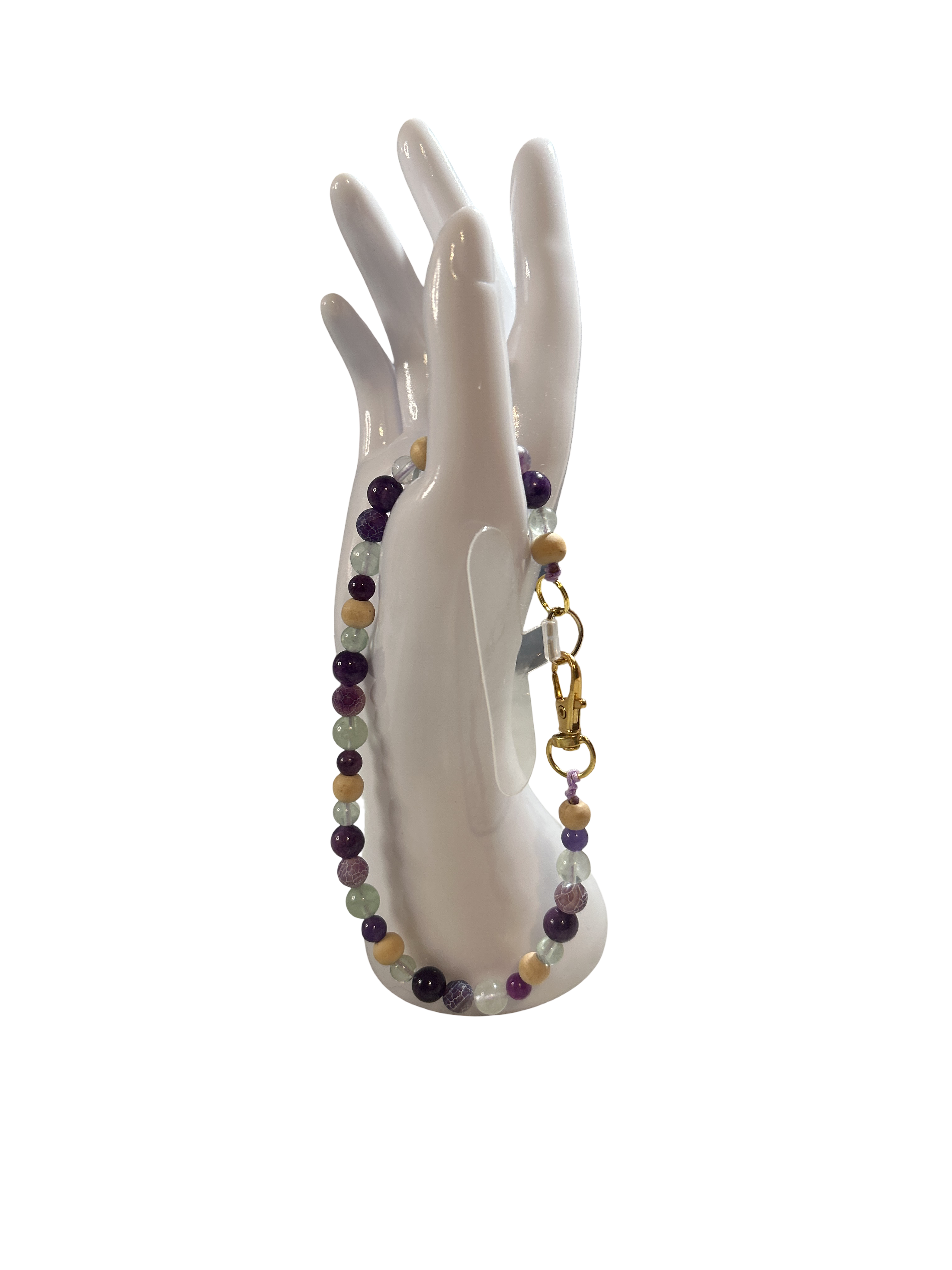 Attache cellulaire améthyste et fluorite