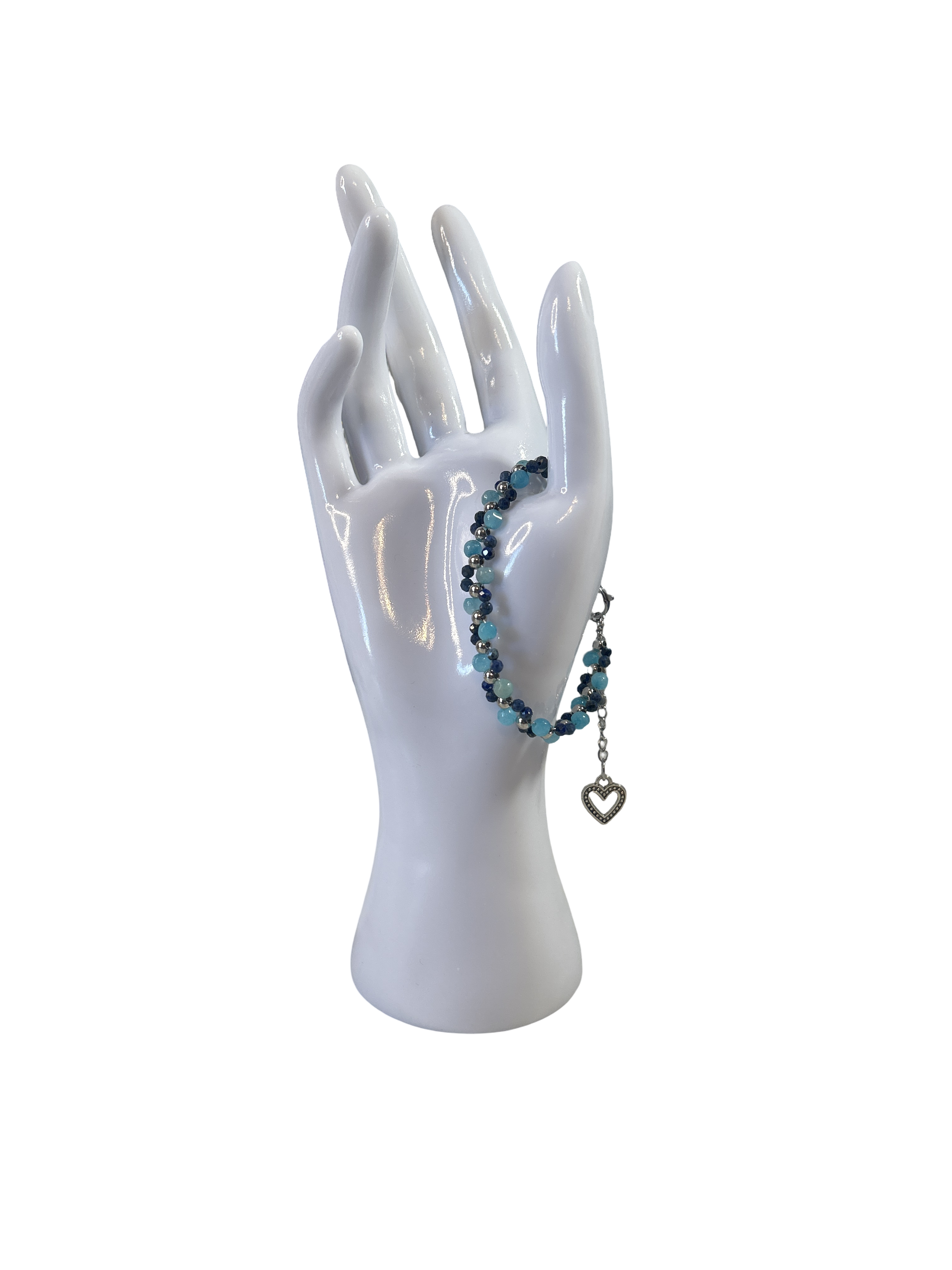 Bracelet tressé apatite bleue et lapis lazuli