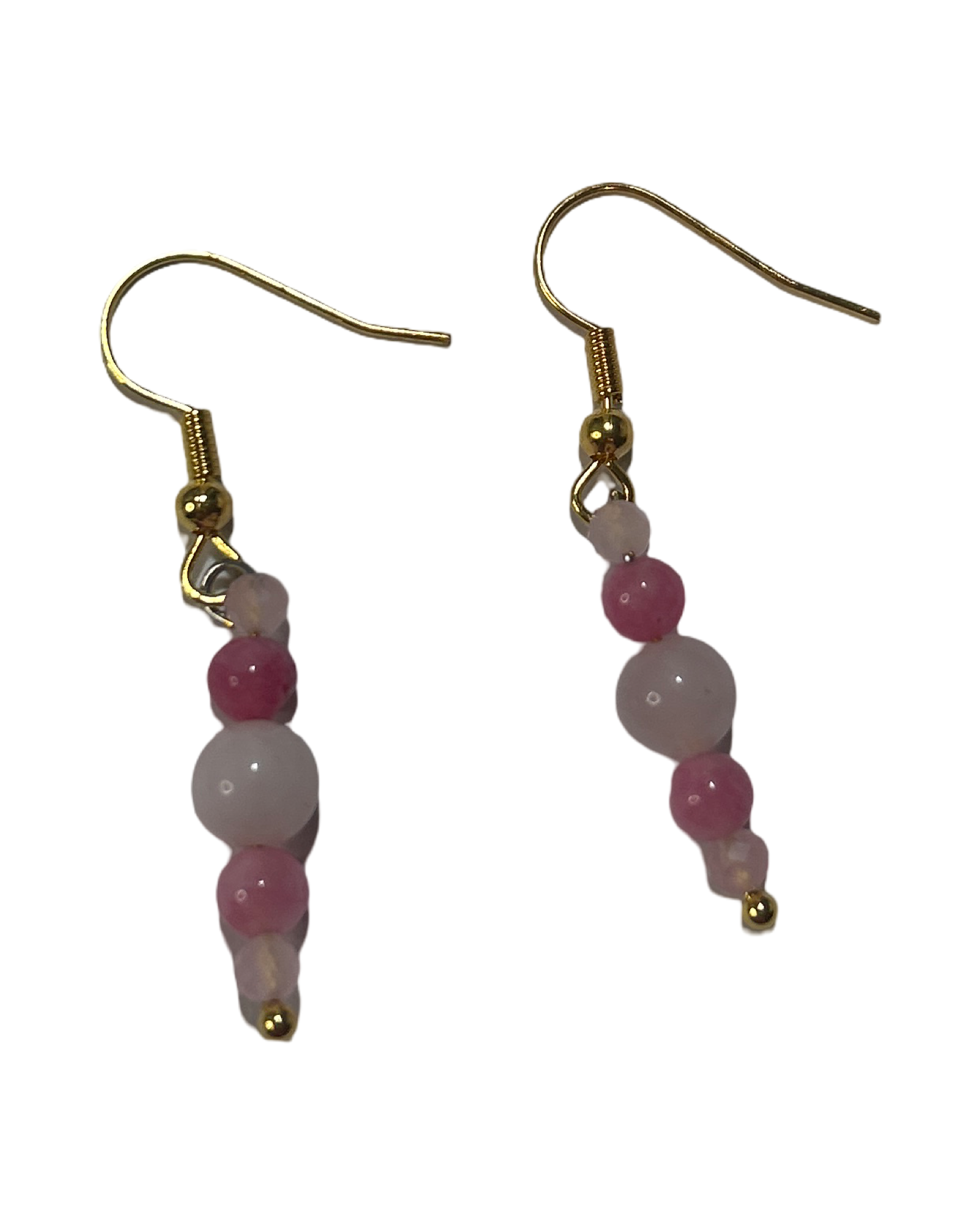 Boucle d’oreille quartz rose et rhodochrosite