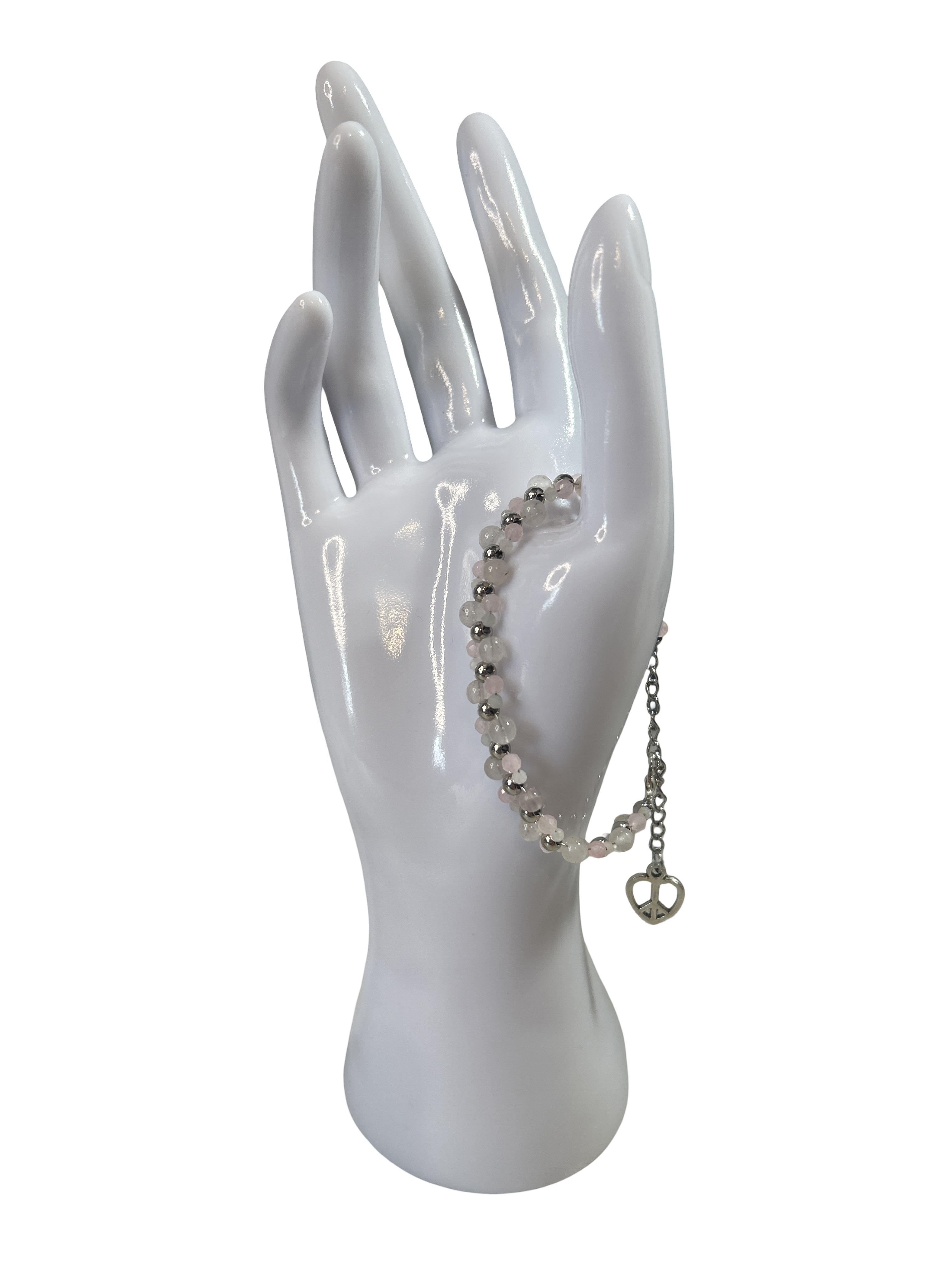 Bracelet tressé morganite et quartz rose