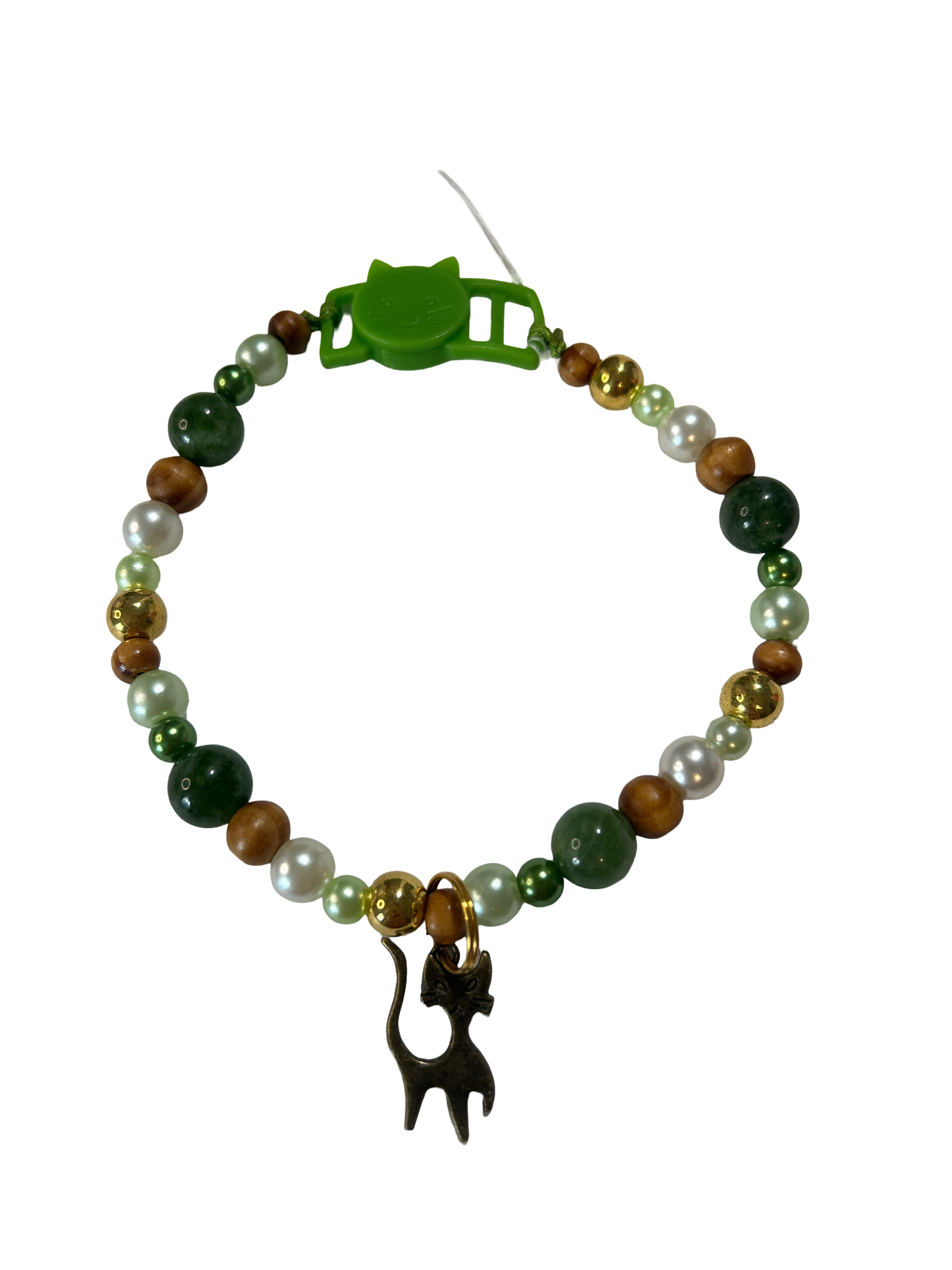 Collier chat fil nylon 10 pouces péridot