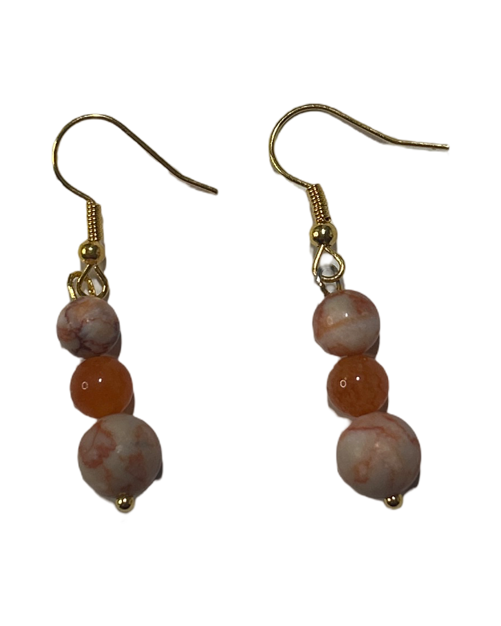 Boucle d’oreille jaspe ligne rouge et aventurine rose