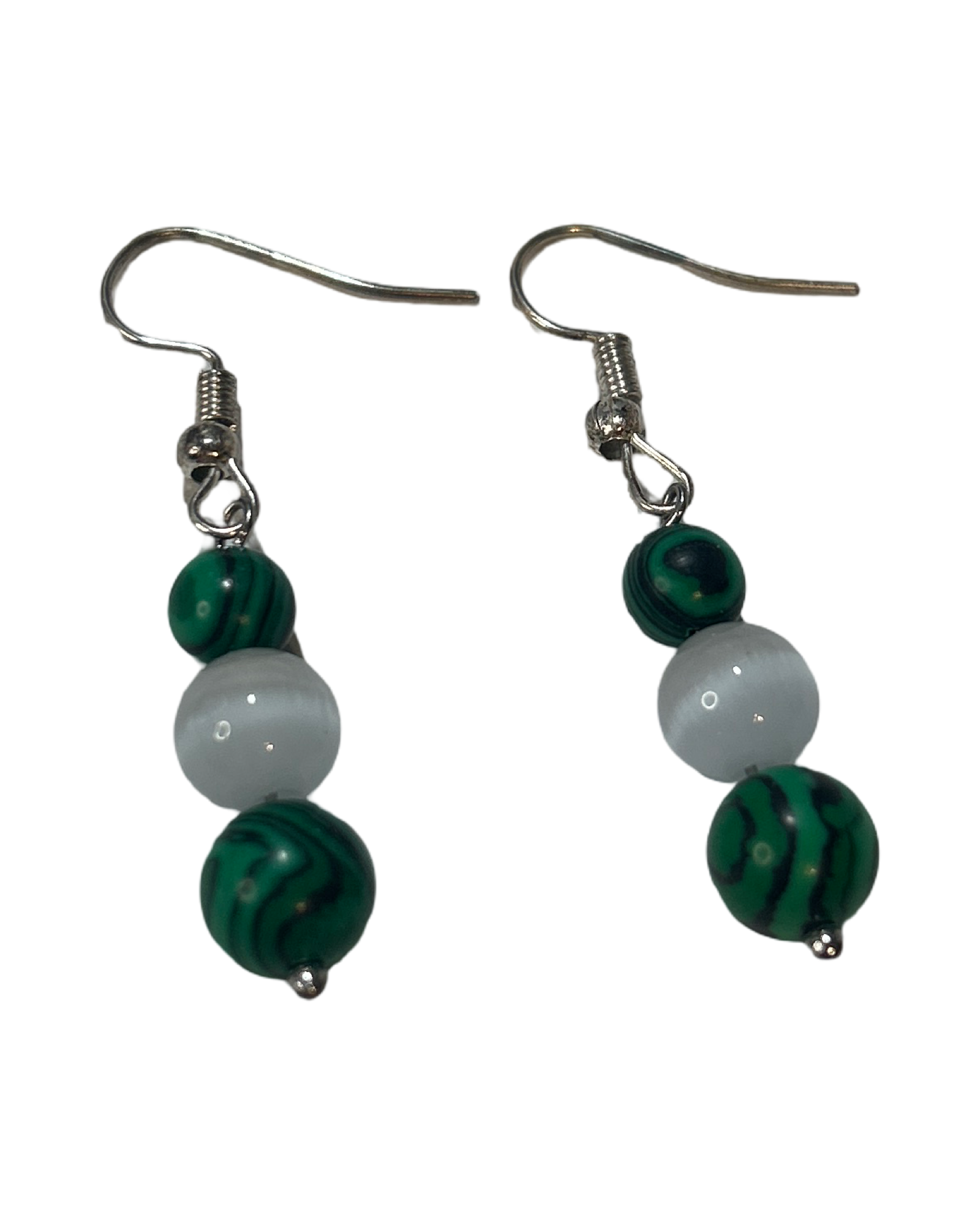 Boucle d’oreille malachite et pierre de lune