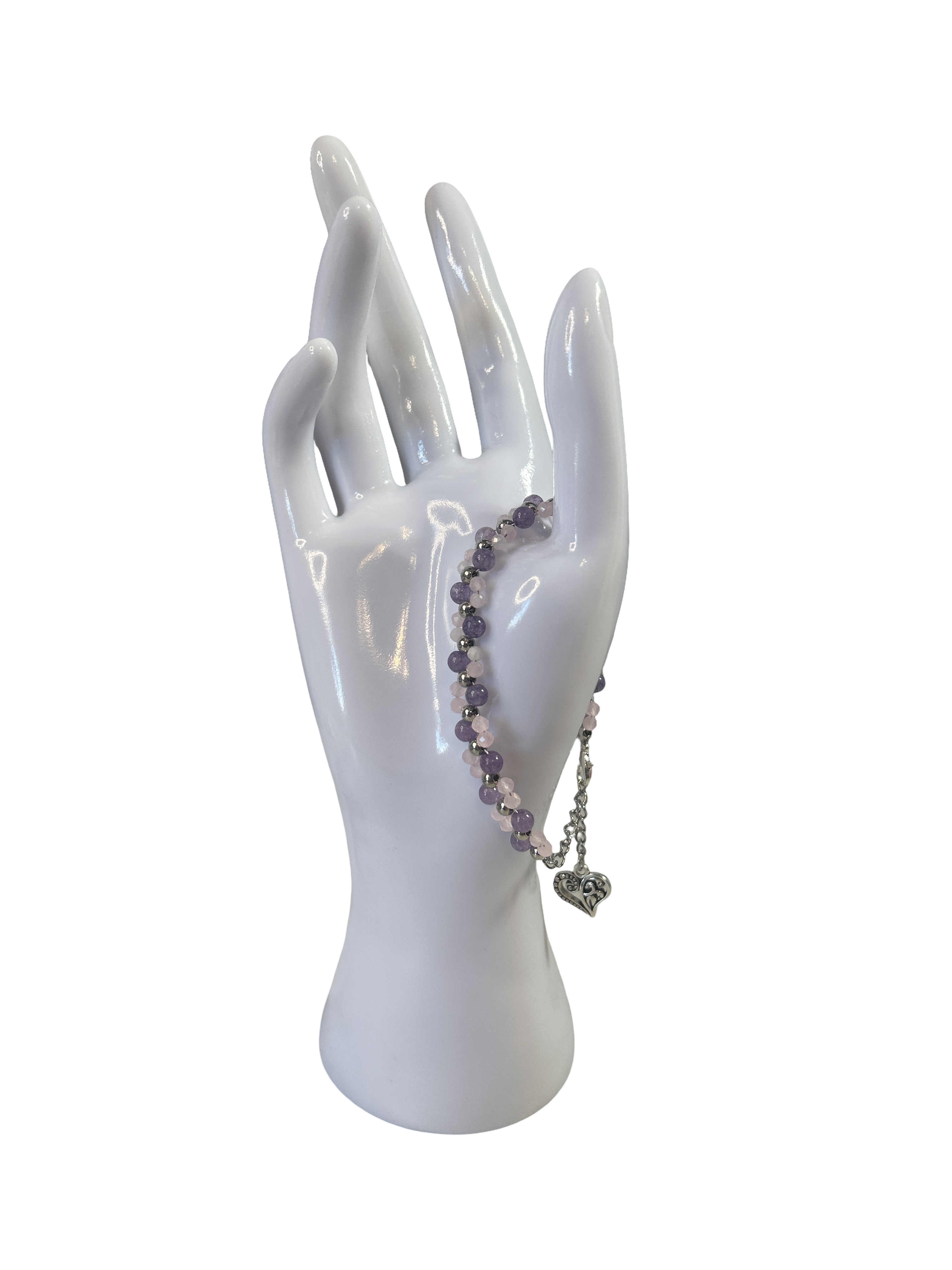 Bracelet tressé Quartz rose et Angélite