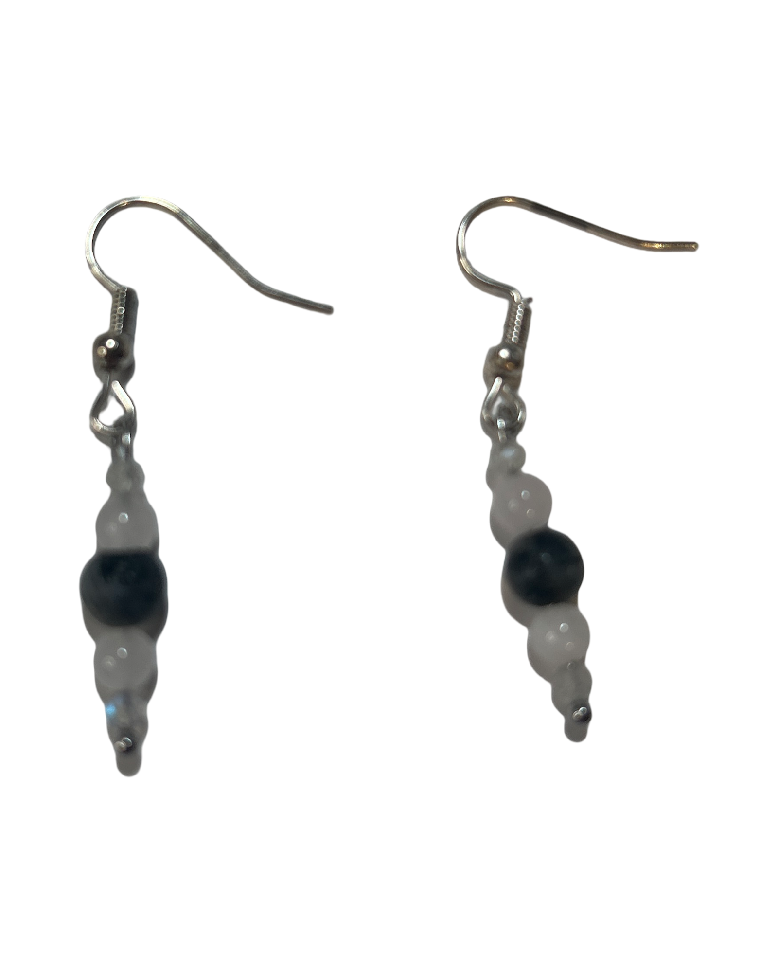 Boucle d’oreille quartz rose et Larvikite