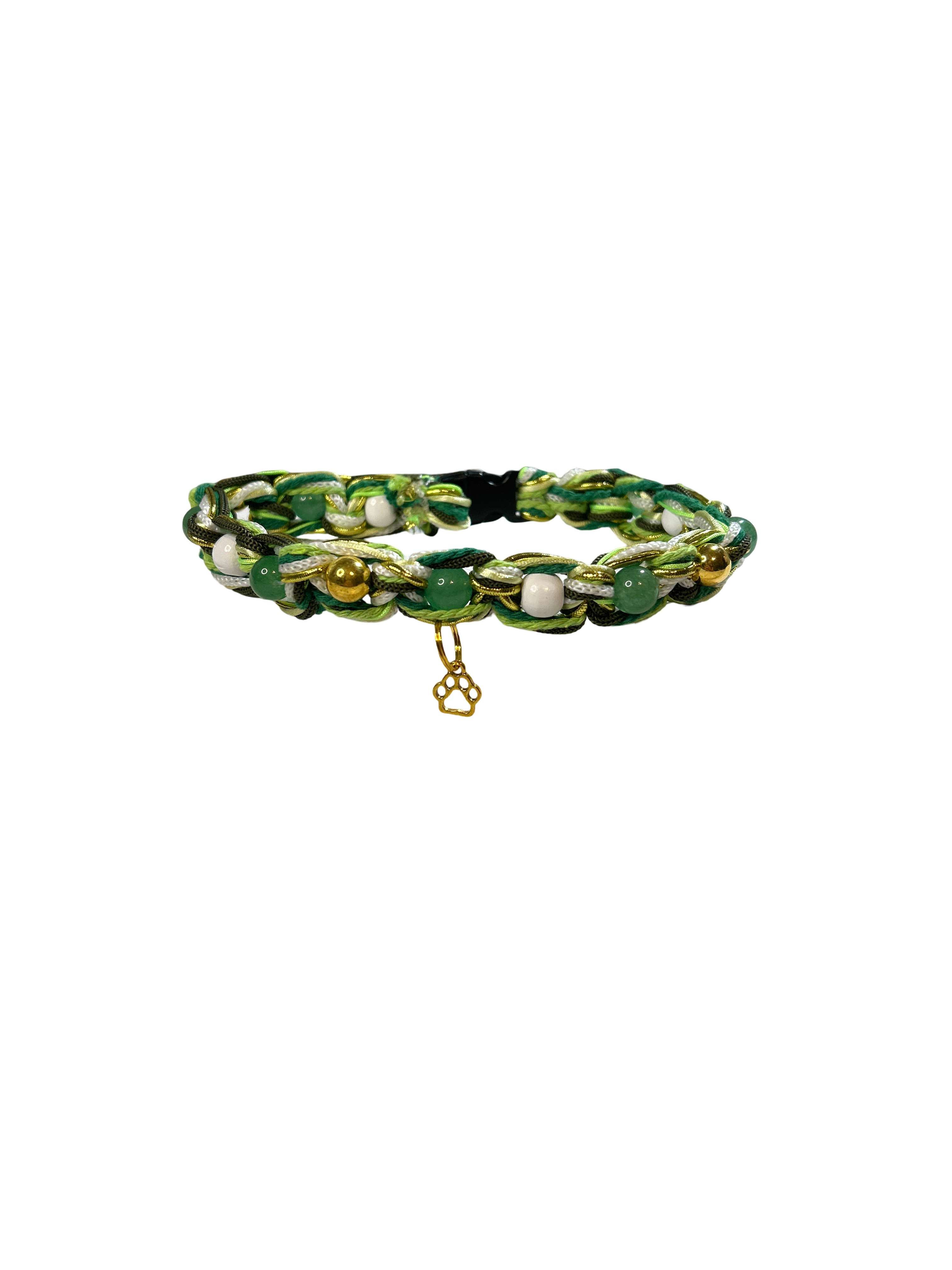 Collier tressé chien 13 pouces aventurine verte