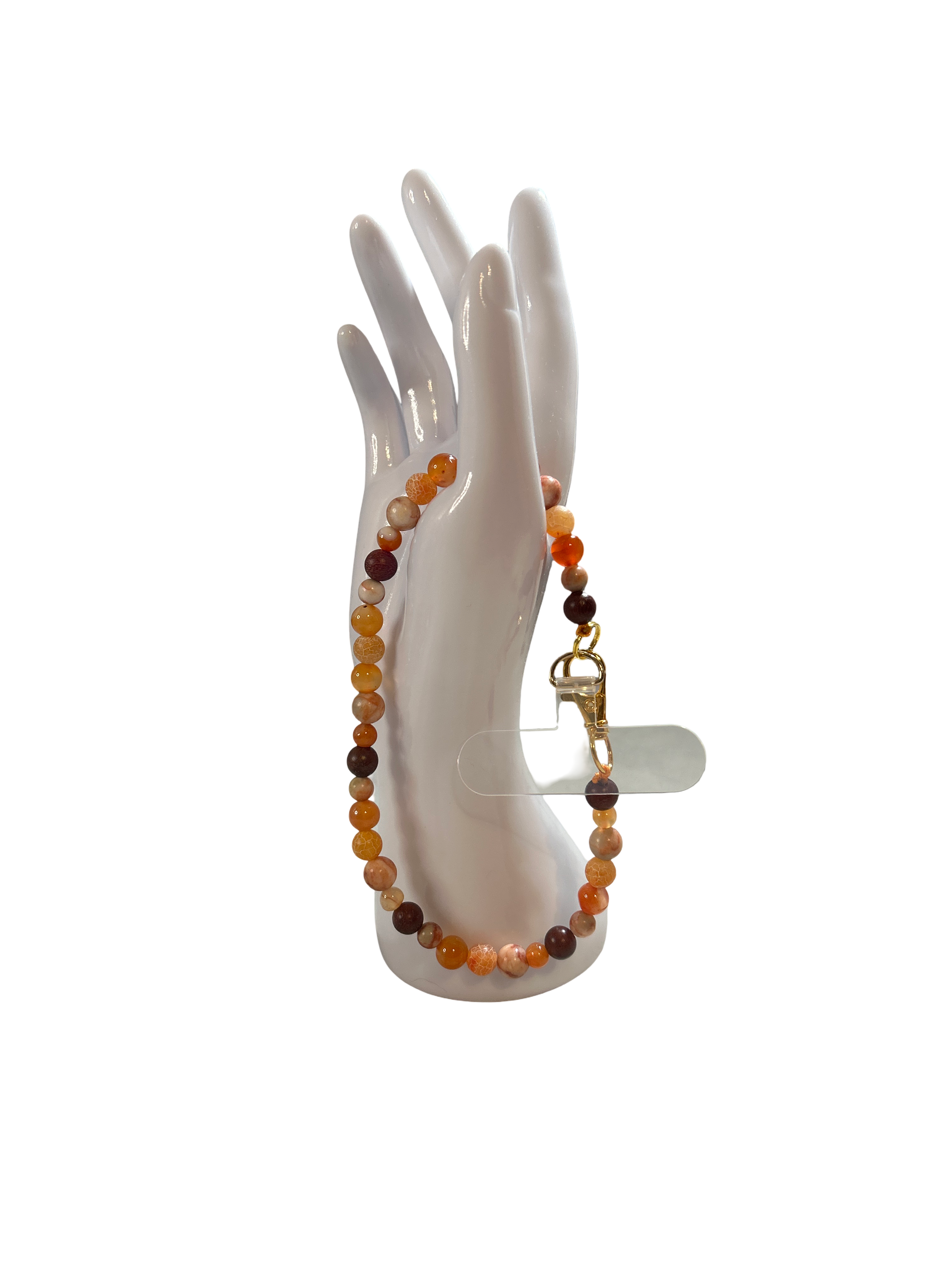 Attache cellulaire jaspe rouge et agate orange