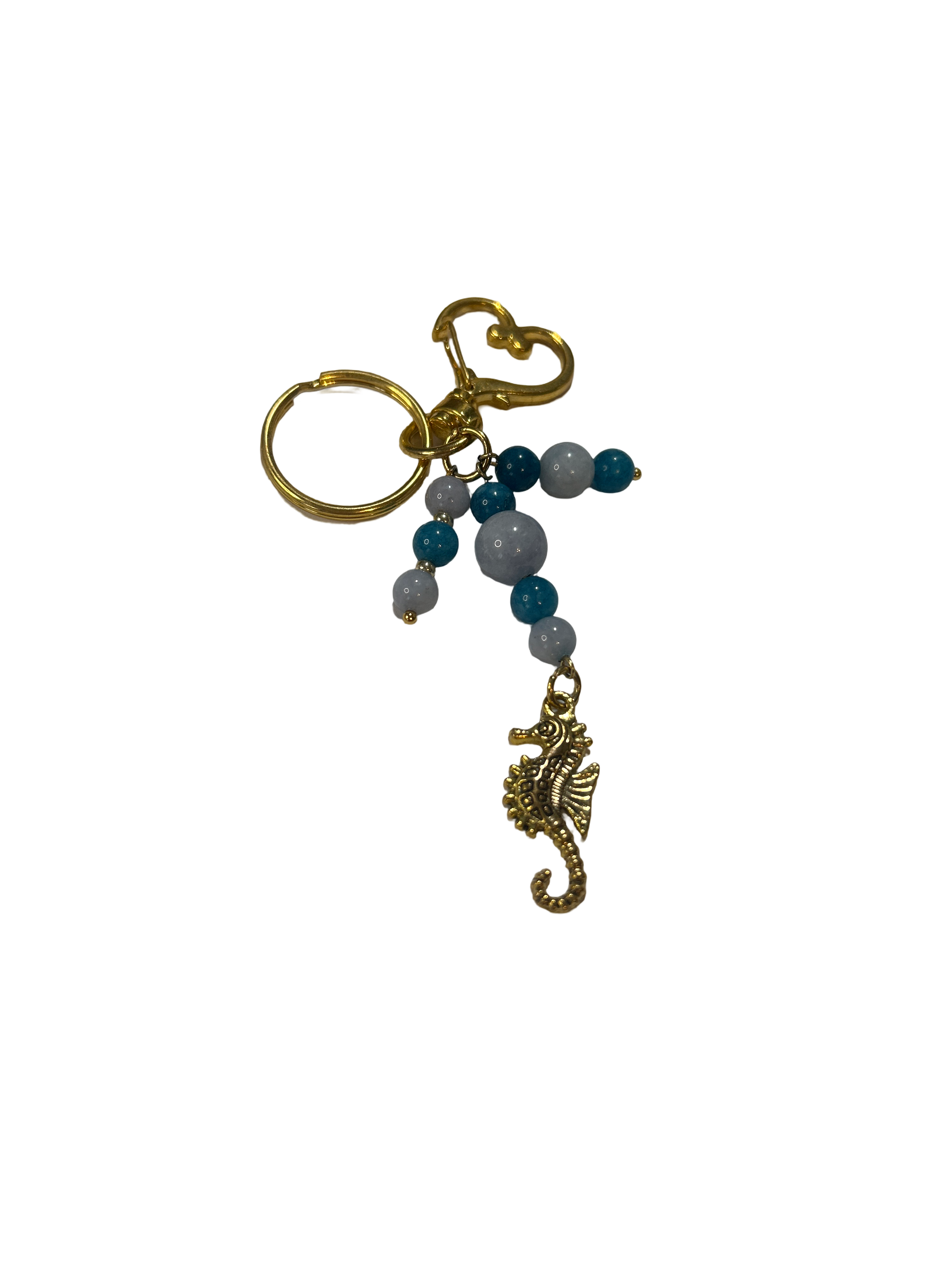 Porte clé apatite bleue et calcédoine