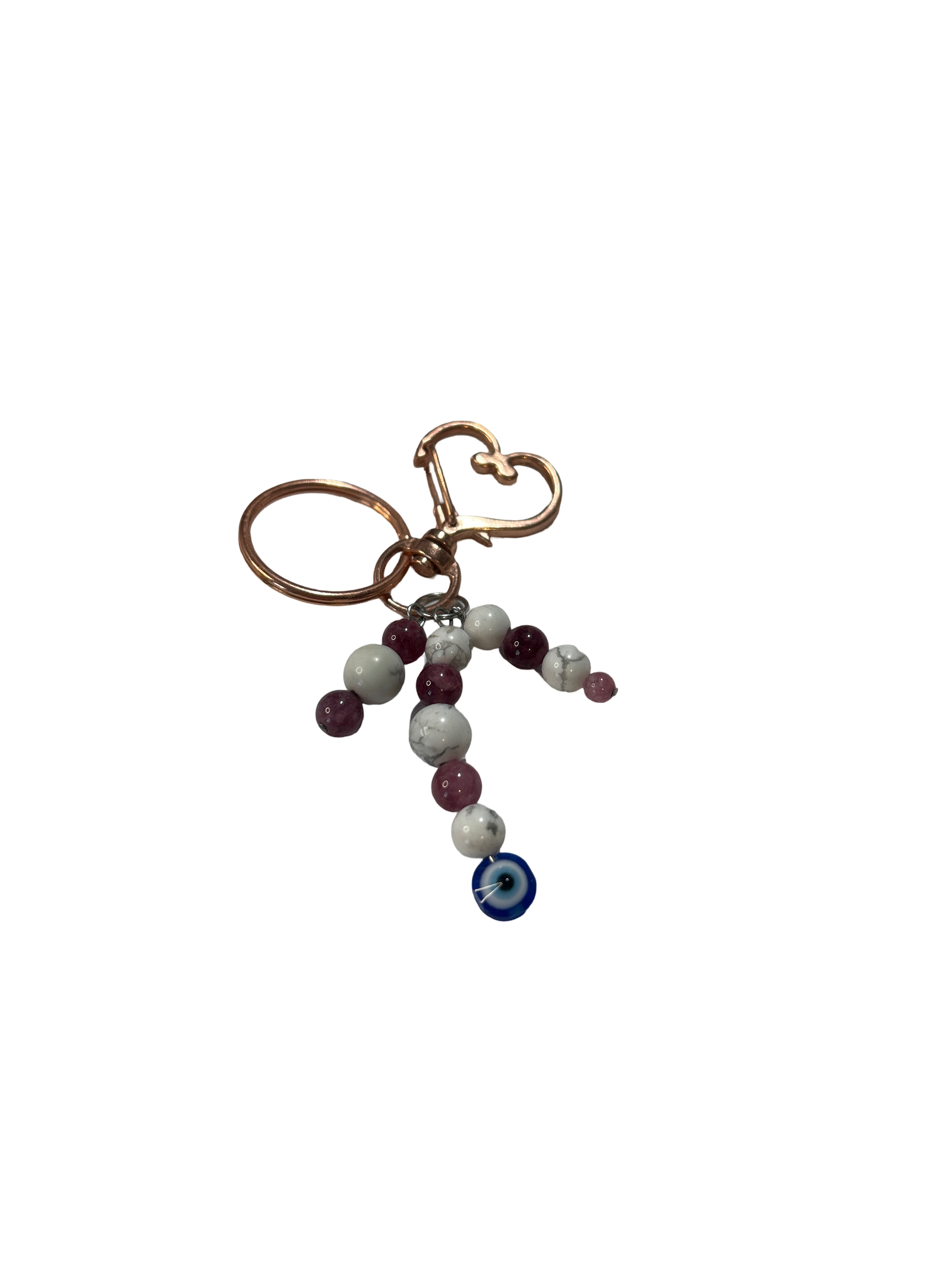 Porte clé howlite et lépidolite