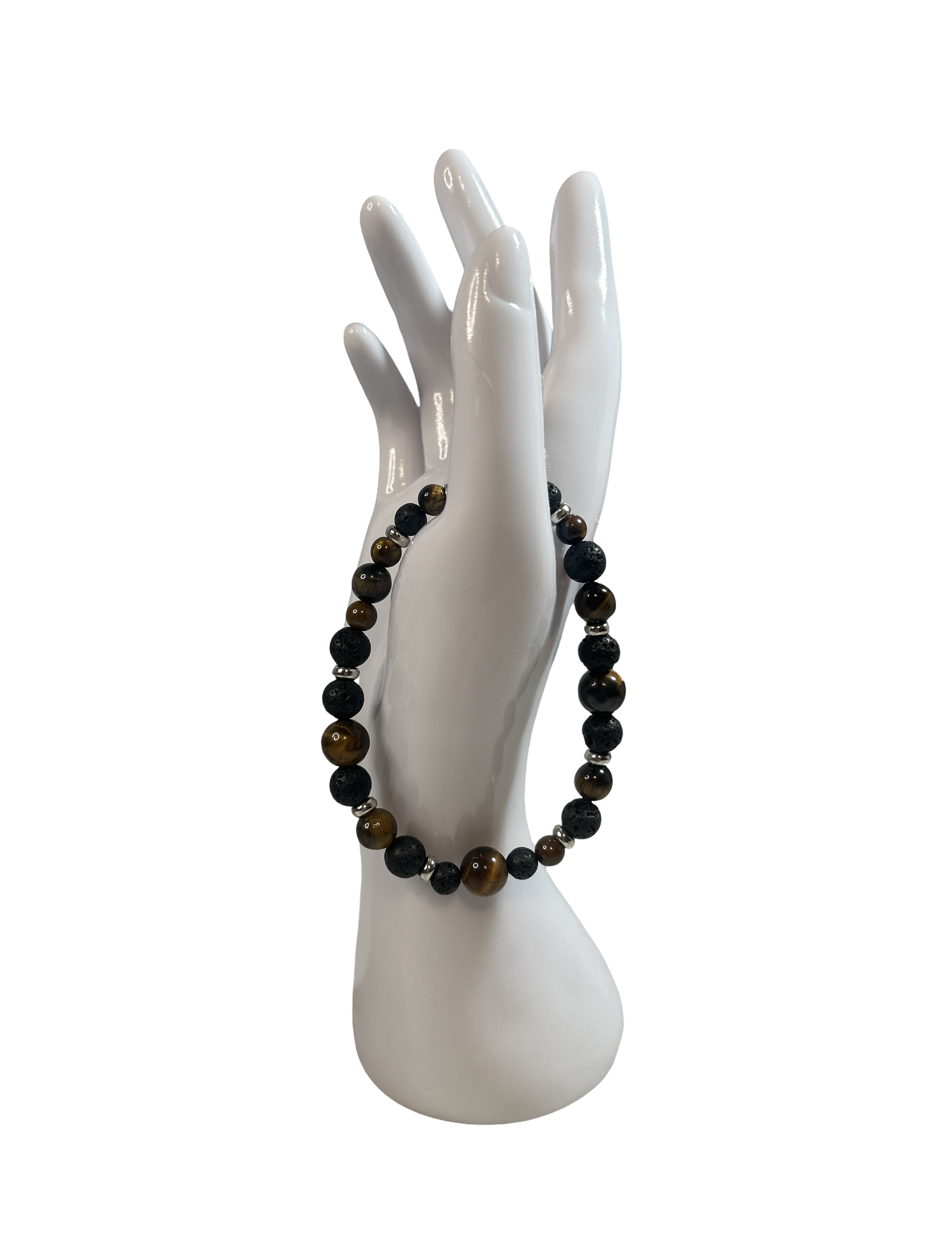 Bracelet homme pierre de lave et œil de tigre