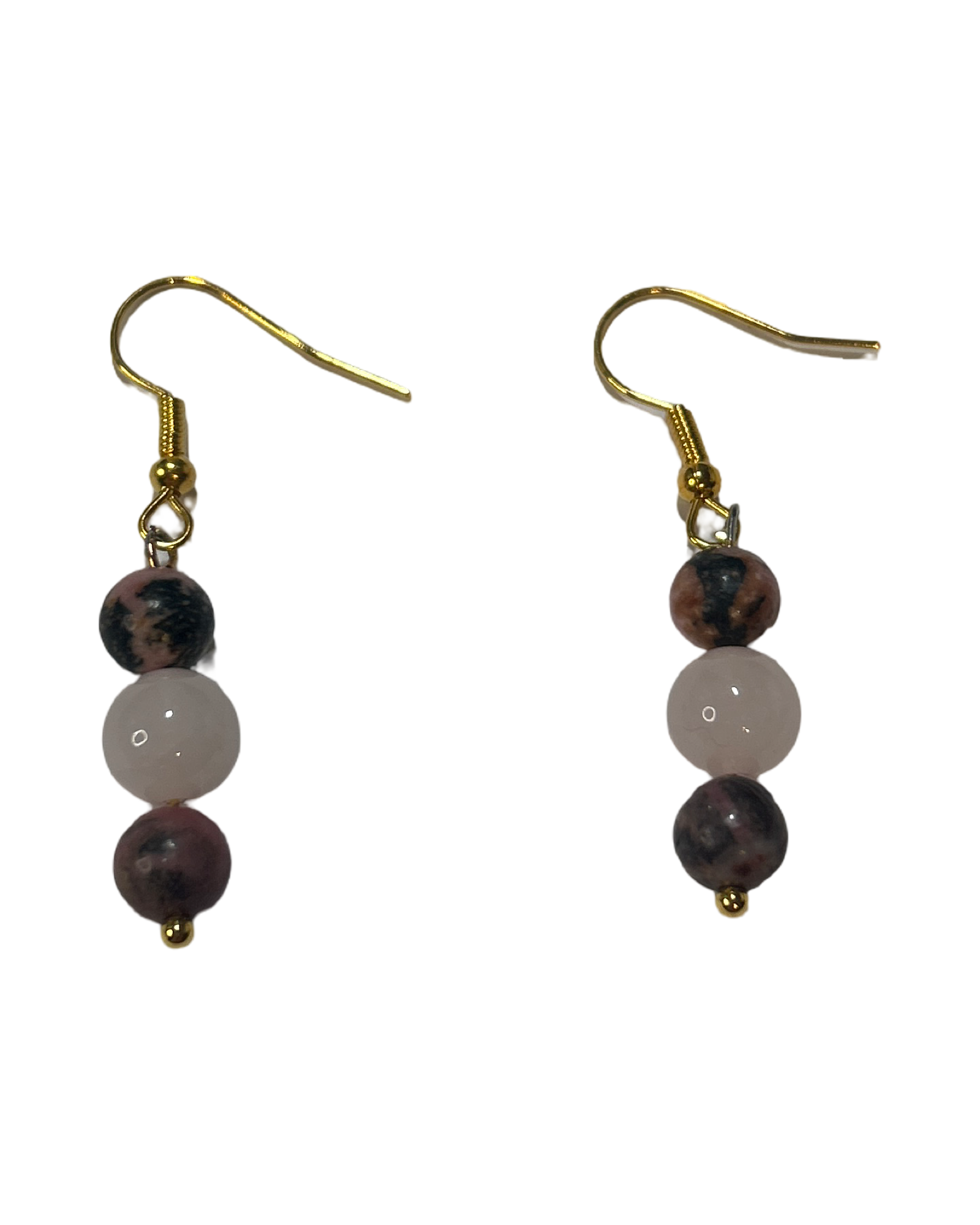 Boucle d’oreille Rhodonite et quartz rose