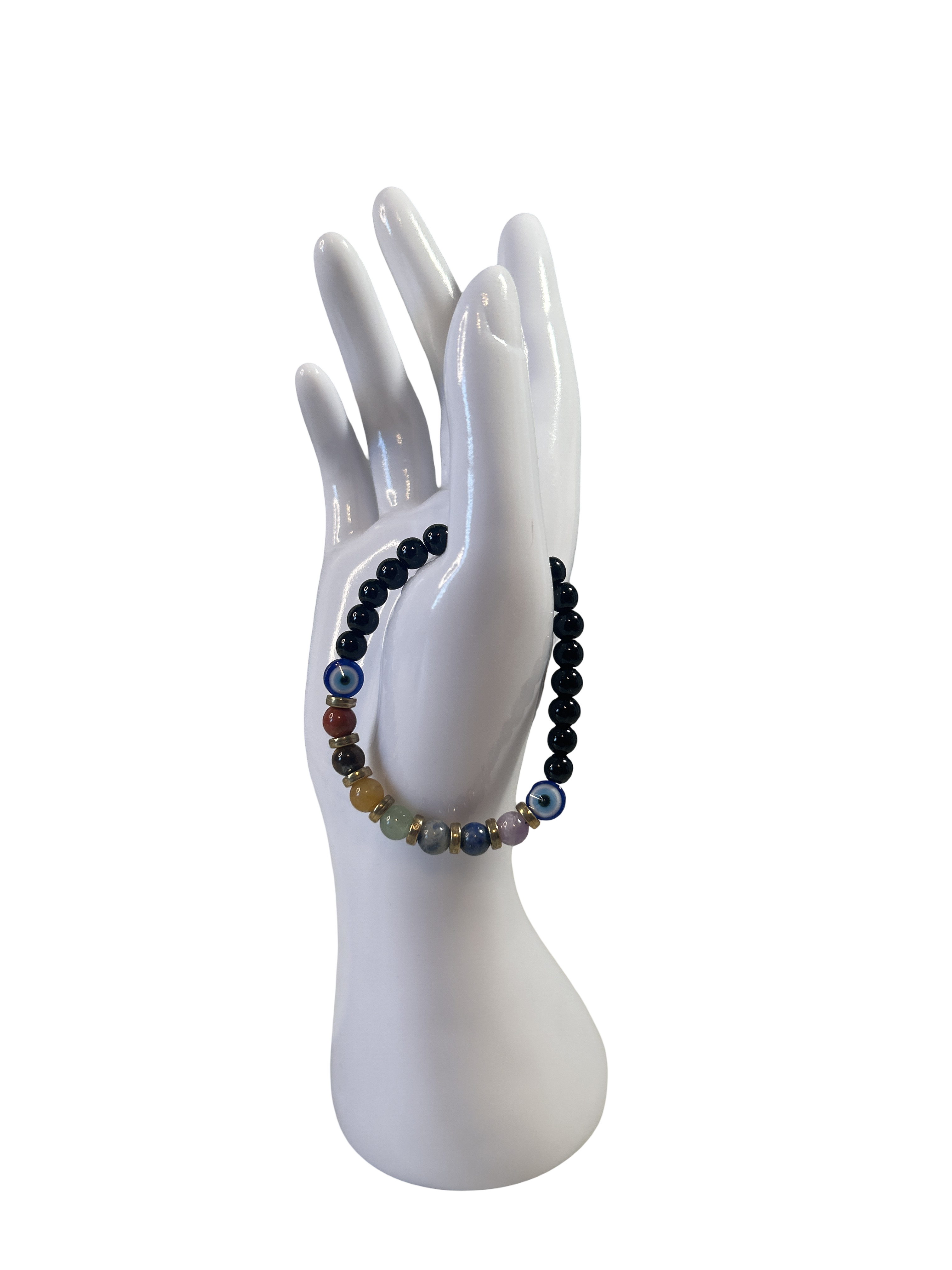 7 chakras bracelet femme et obsidienne