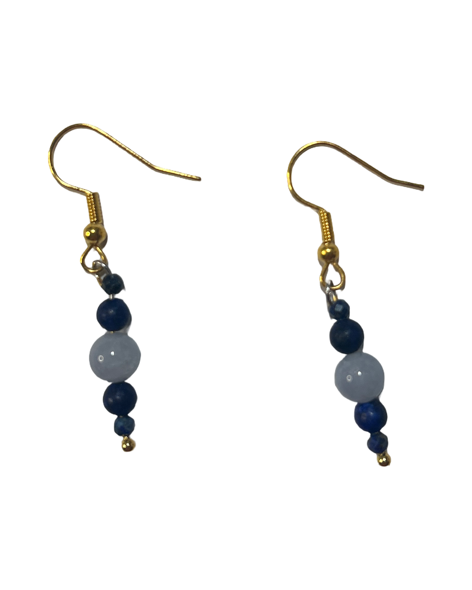 Boucle d’oreille calcédoine et lapis lazuli