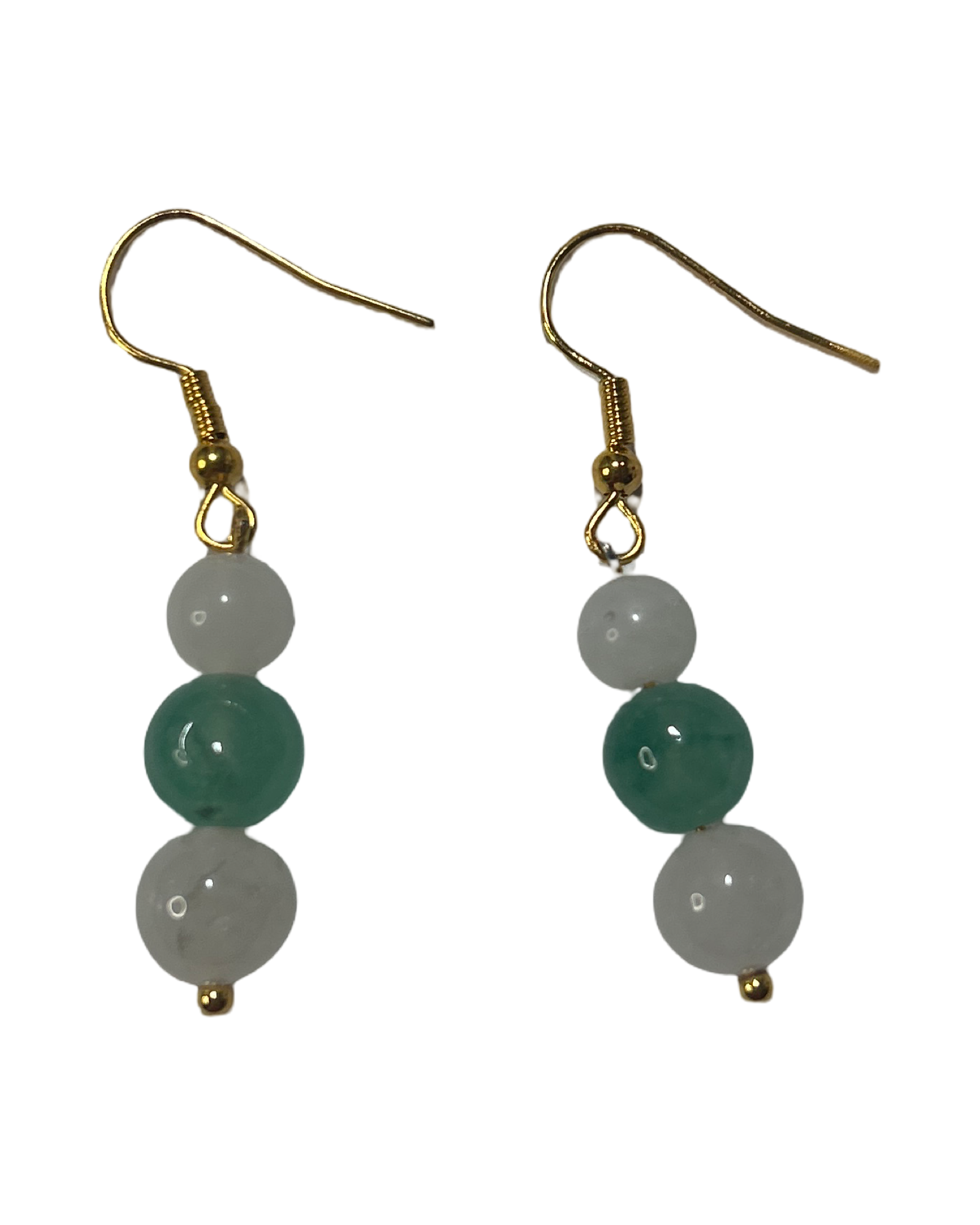 Boucle d’oreille jade blanche et aventurine verte