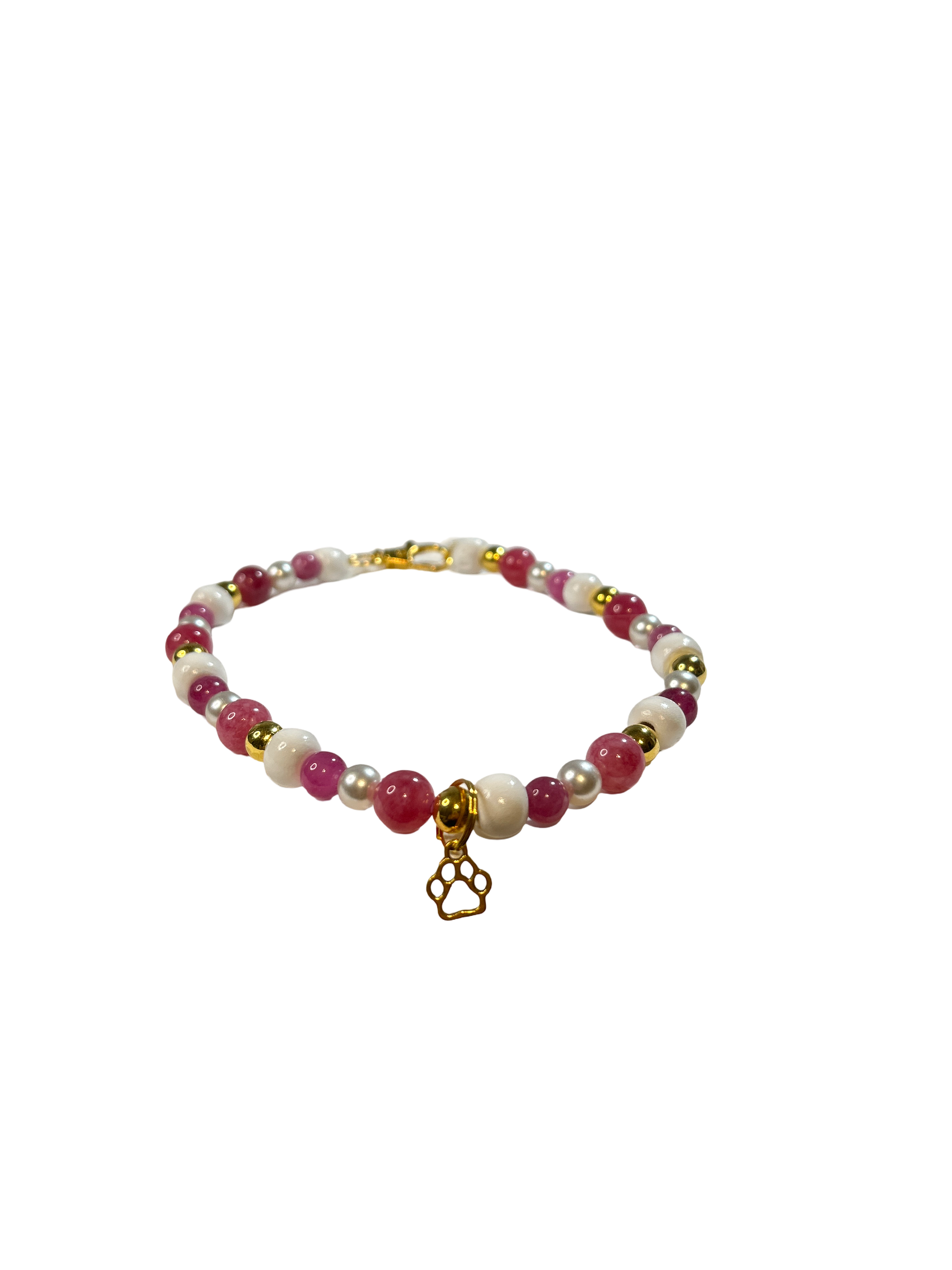 Collier chien fil élastique 14.5 pouces Quartz fraise