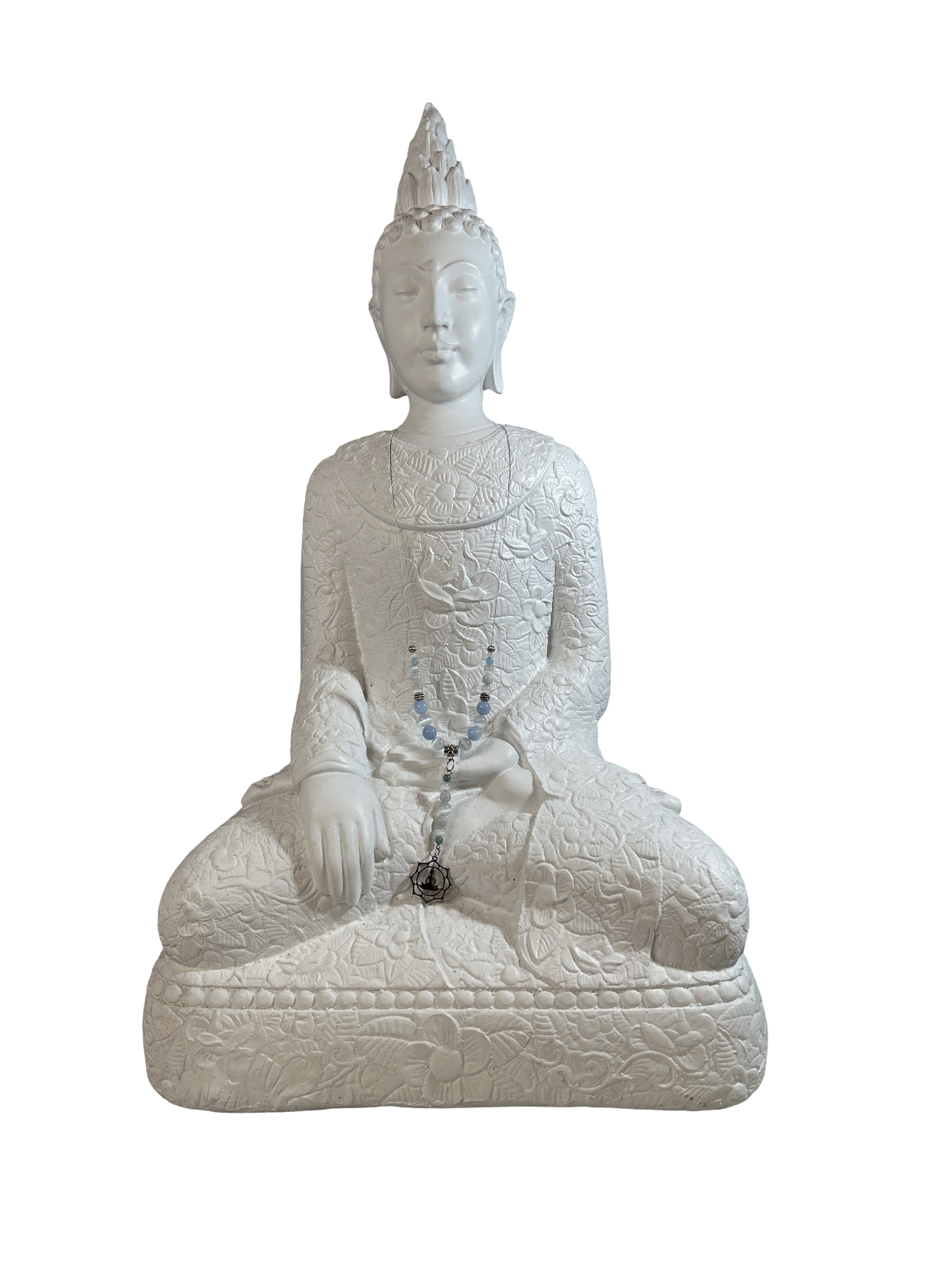 Collier avec fil d’acier inoxydable aigue marine et pierre de lune