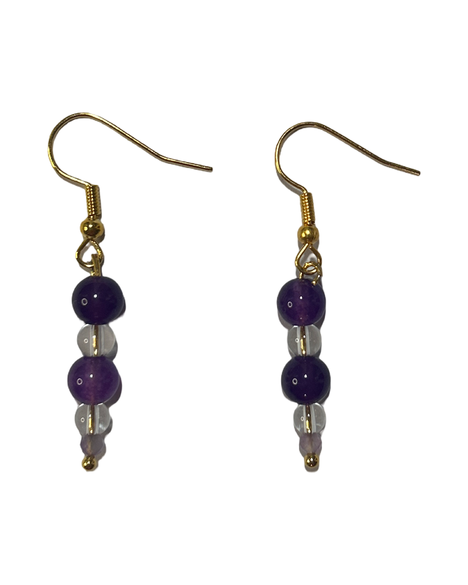 Boucle d’oreille améthyste et cristal de roche