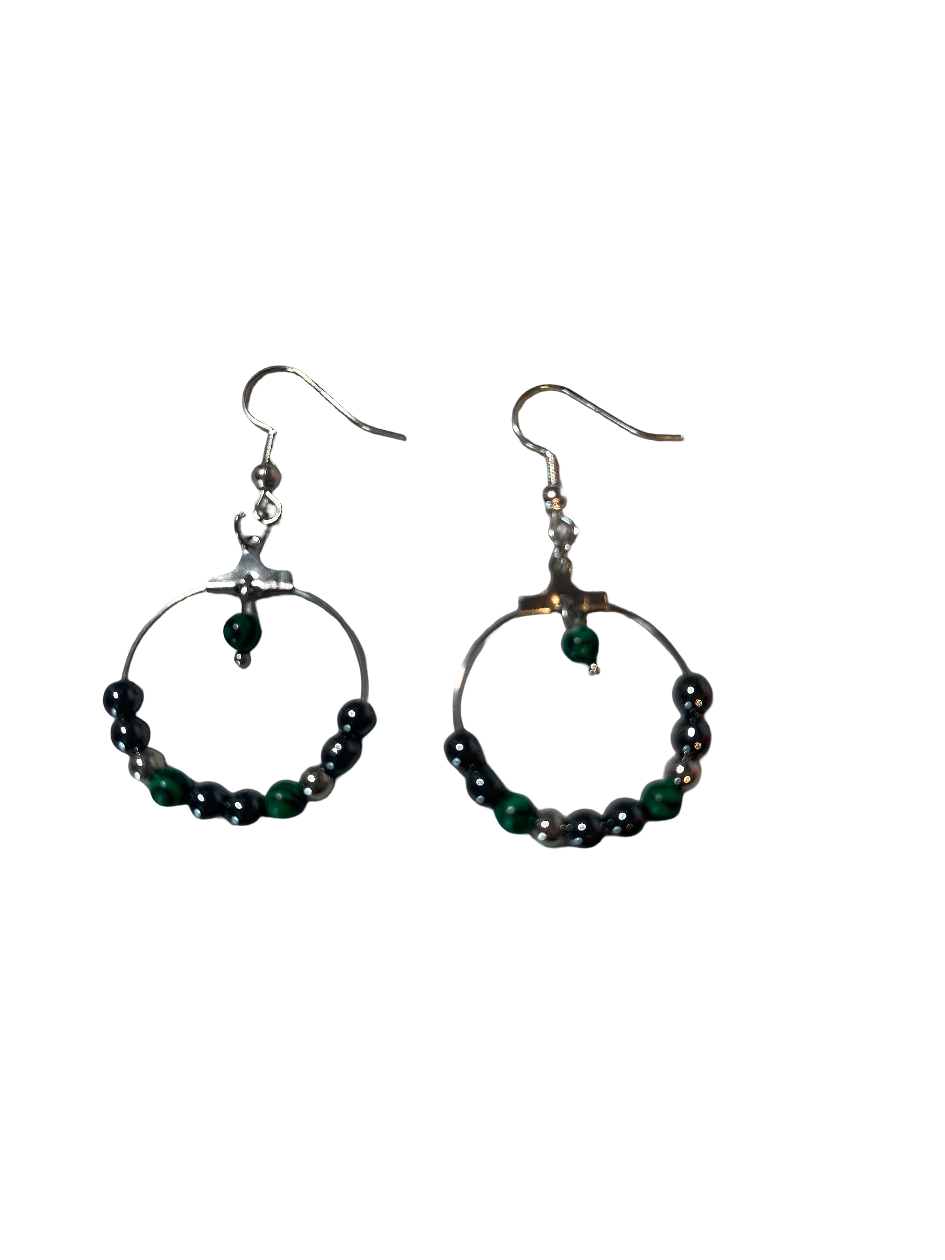Boucle d’oreille malachite et hématite
