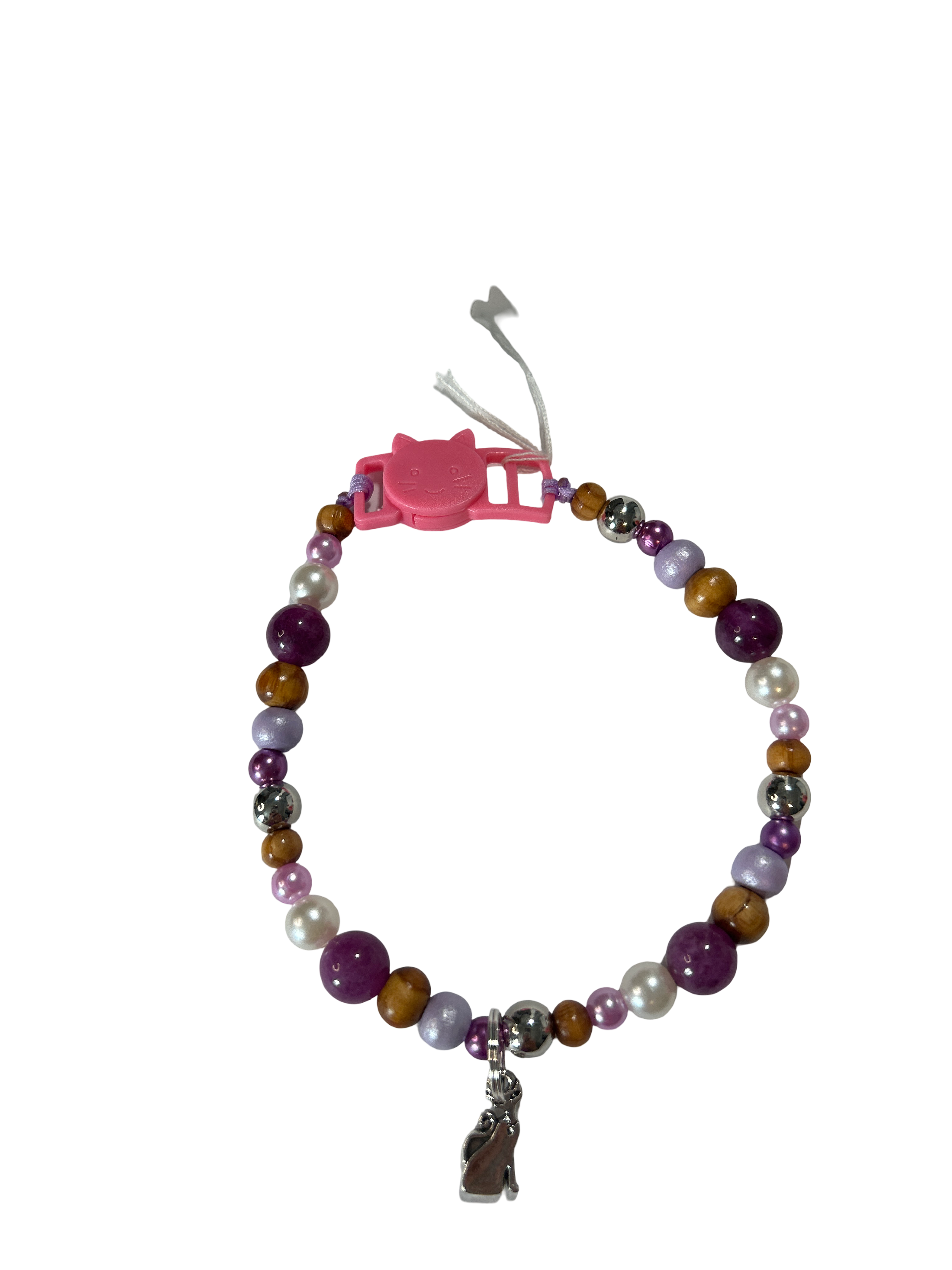 Collier chat fil nylon 10 pouces lépidolite