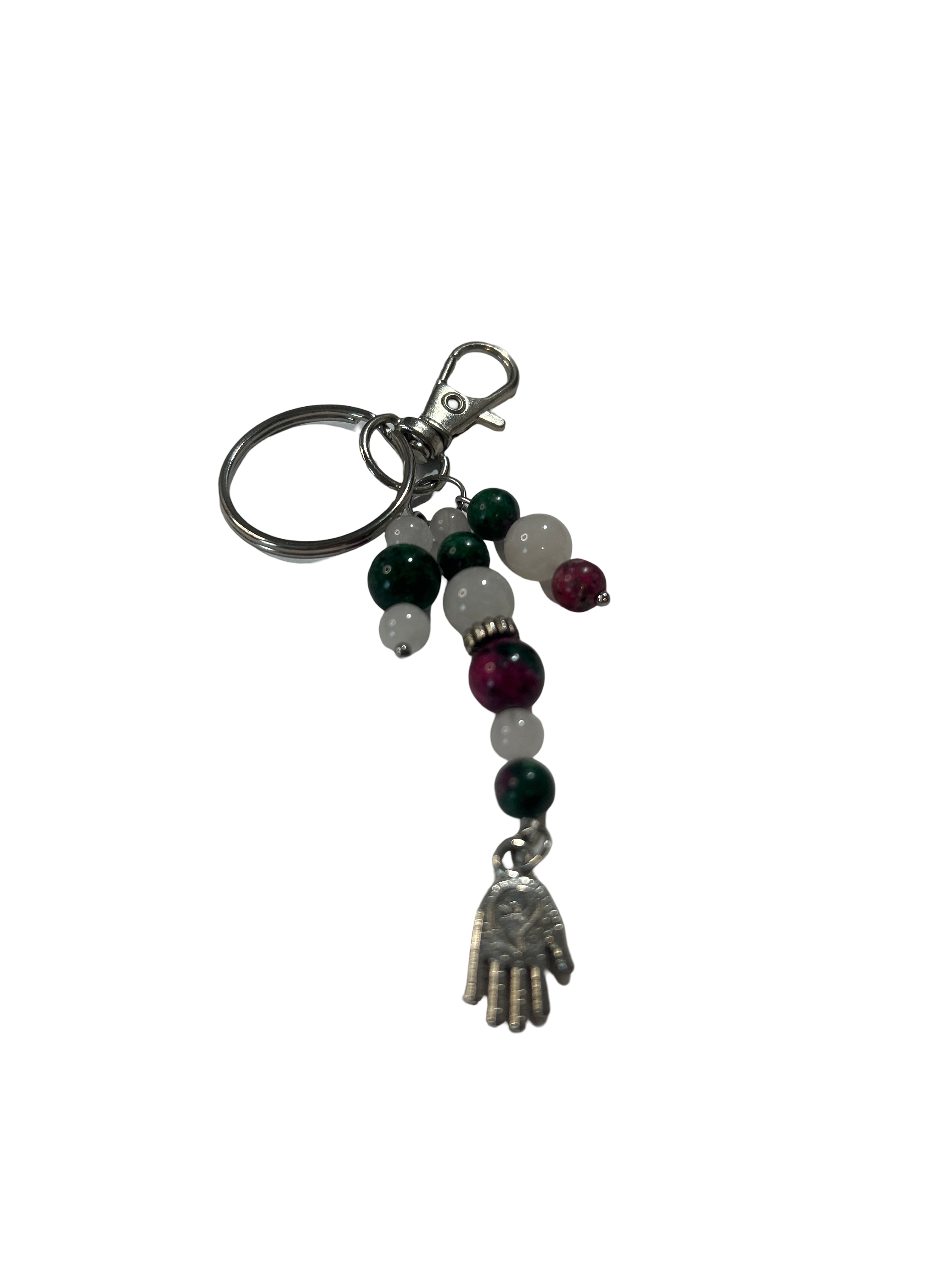 Porte clé rubis zoïsite et quartz rose