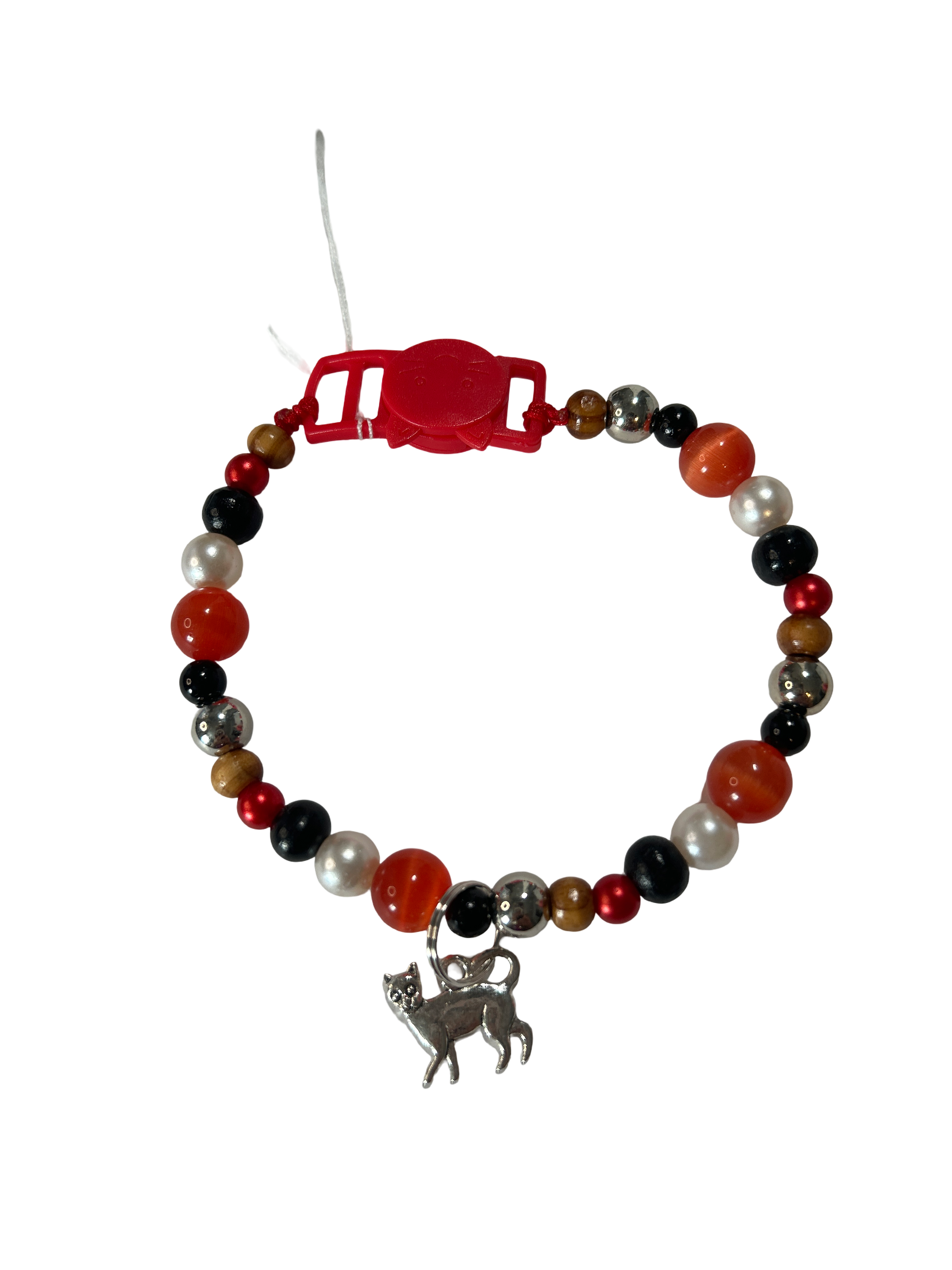 Collier chat fil nylon 8.5 pouces œil de chat rouge