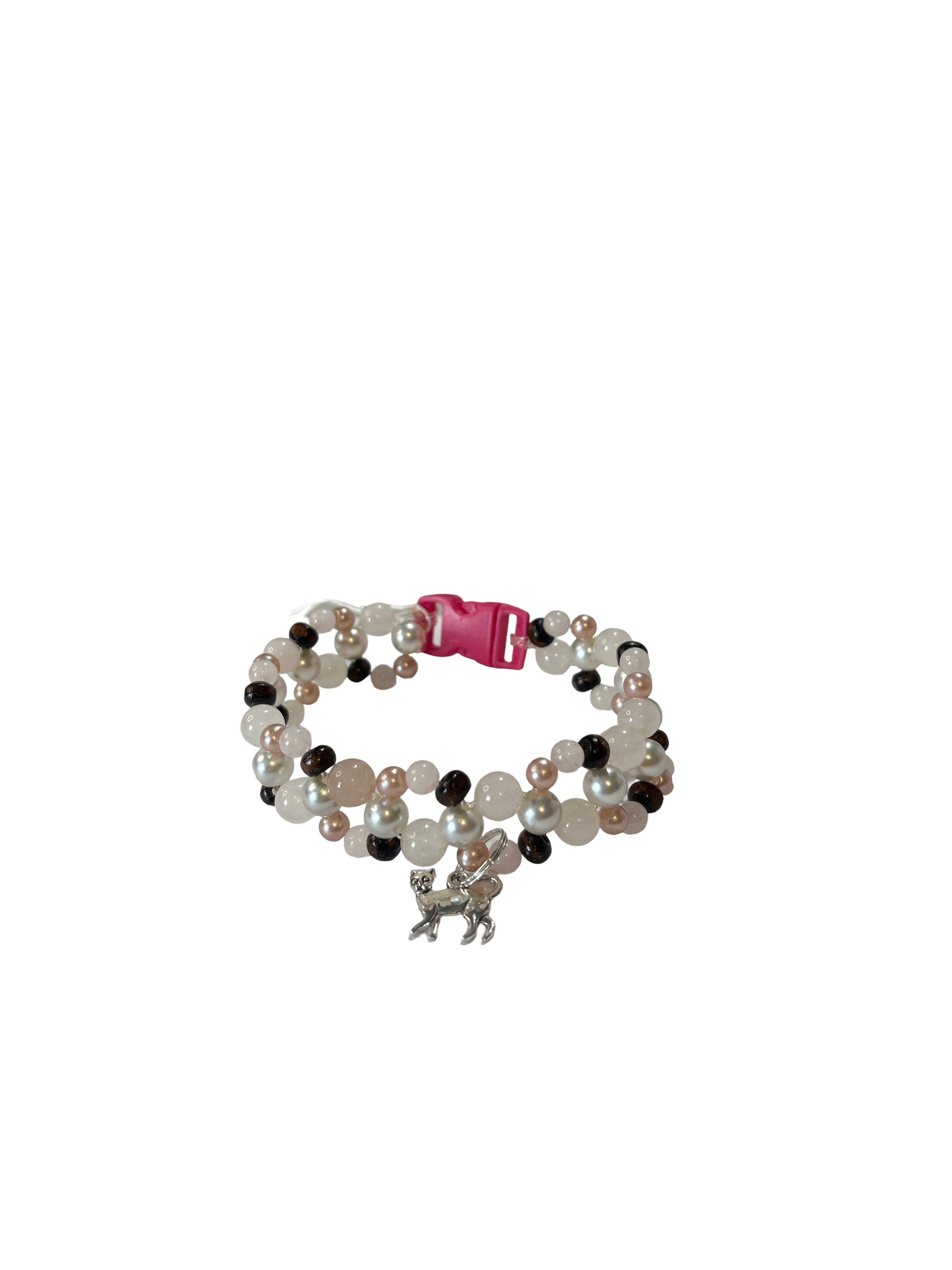 Collier chat tressé 9-10 pouces Quartz rose