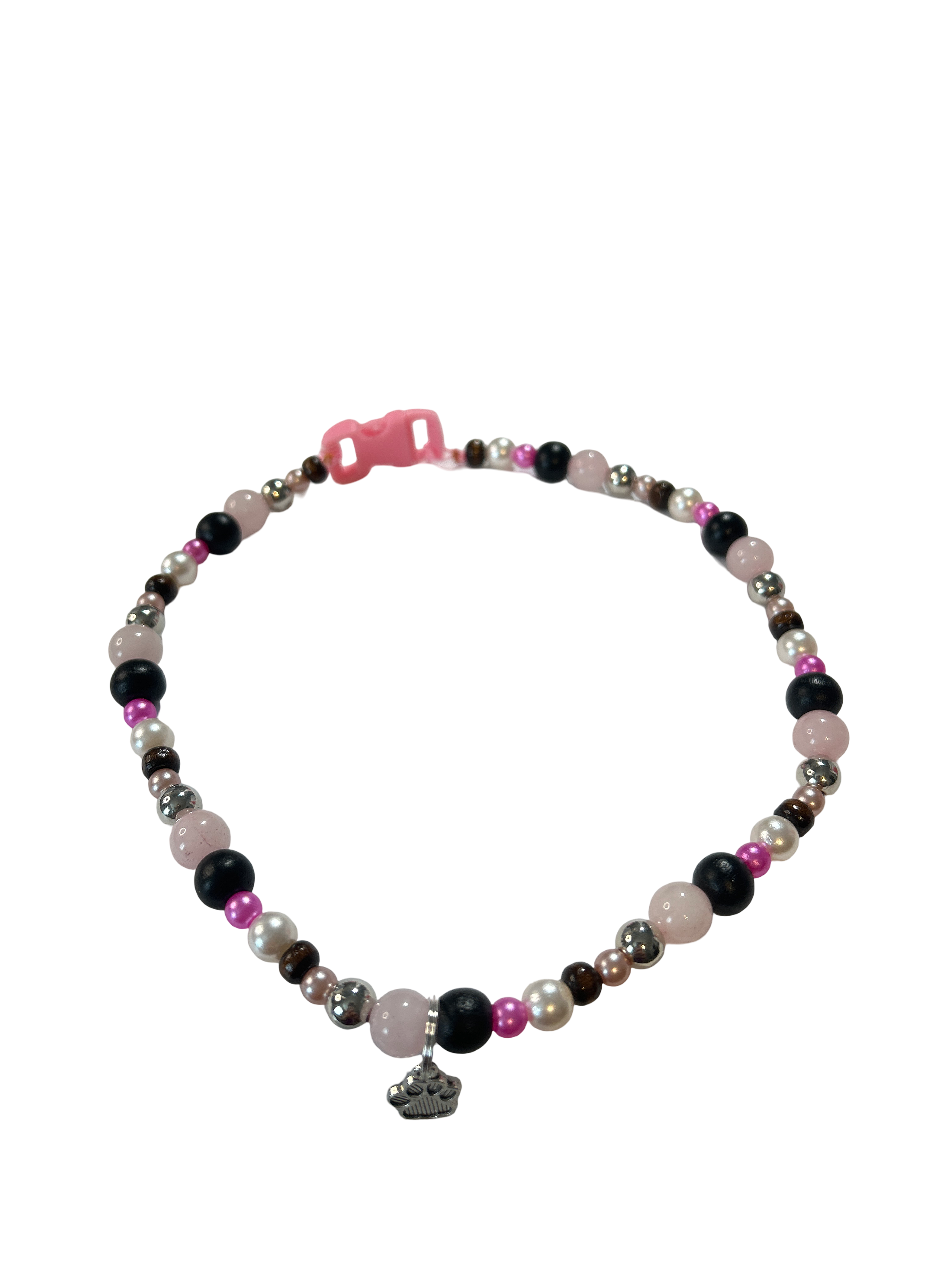Collier chien fil de nylon 17 pouces Quartz rose