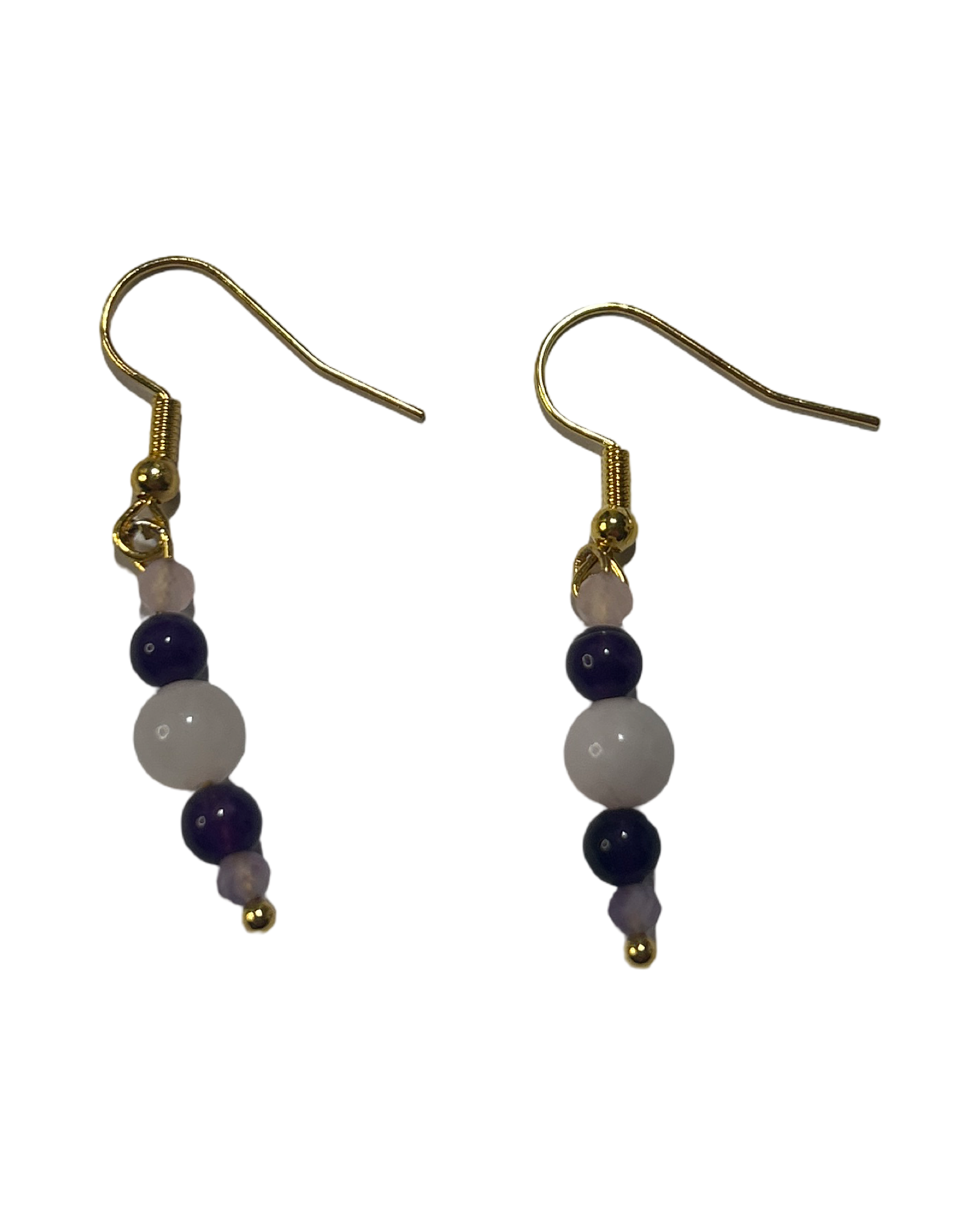 Boucle d’oreille améthyste et quartz rose