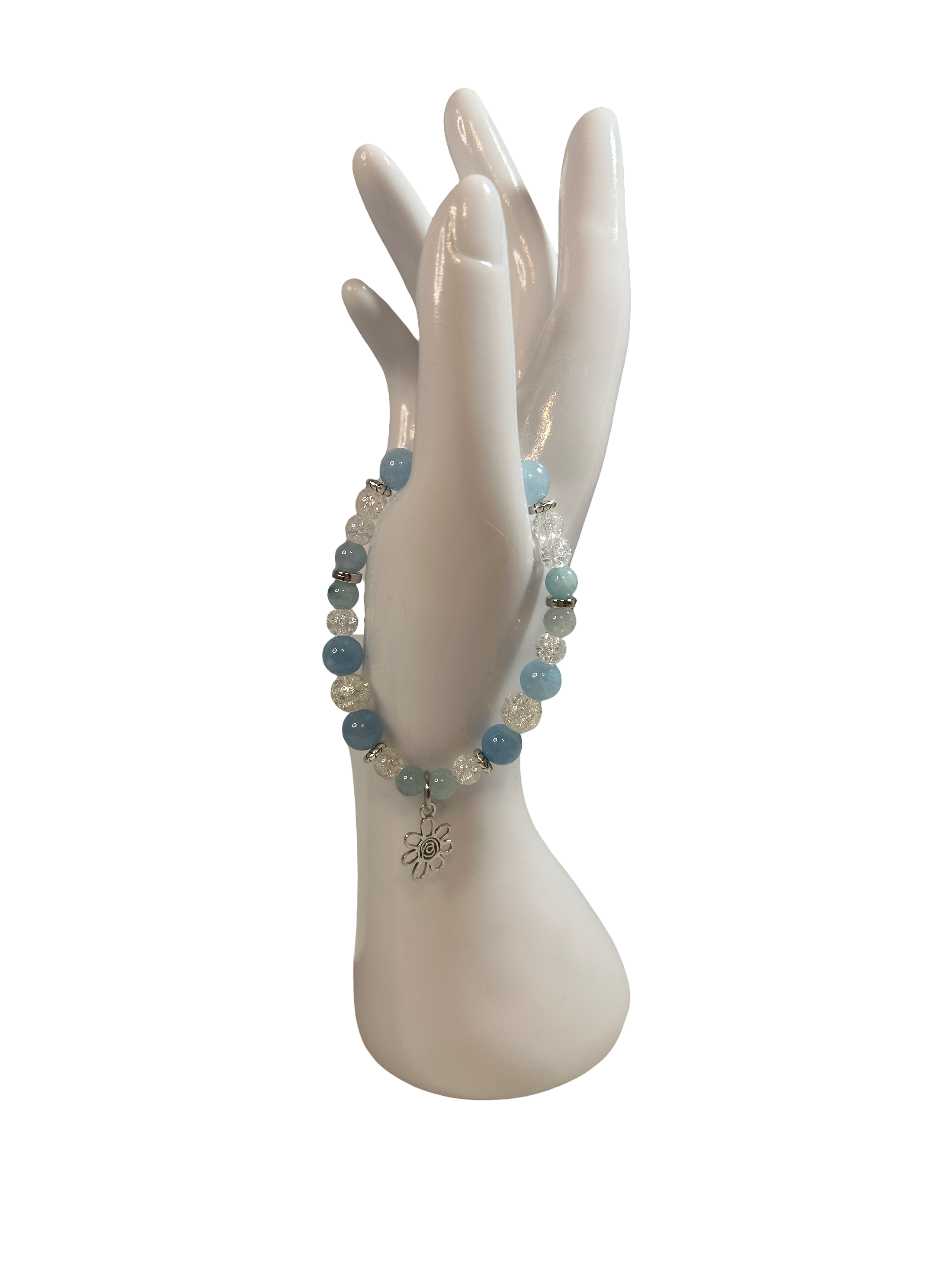 Bracelet aigue marine et quartz naturel fissuré