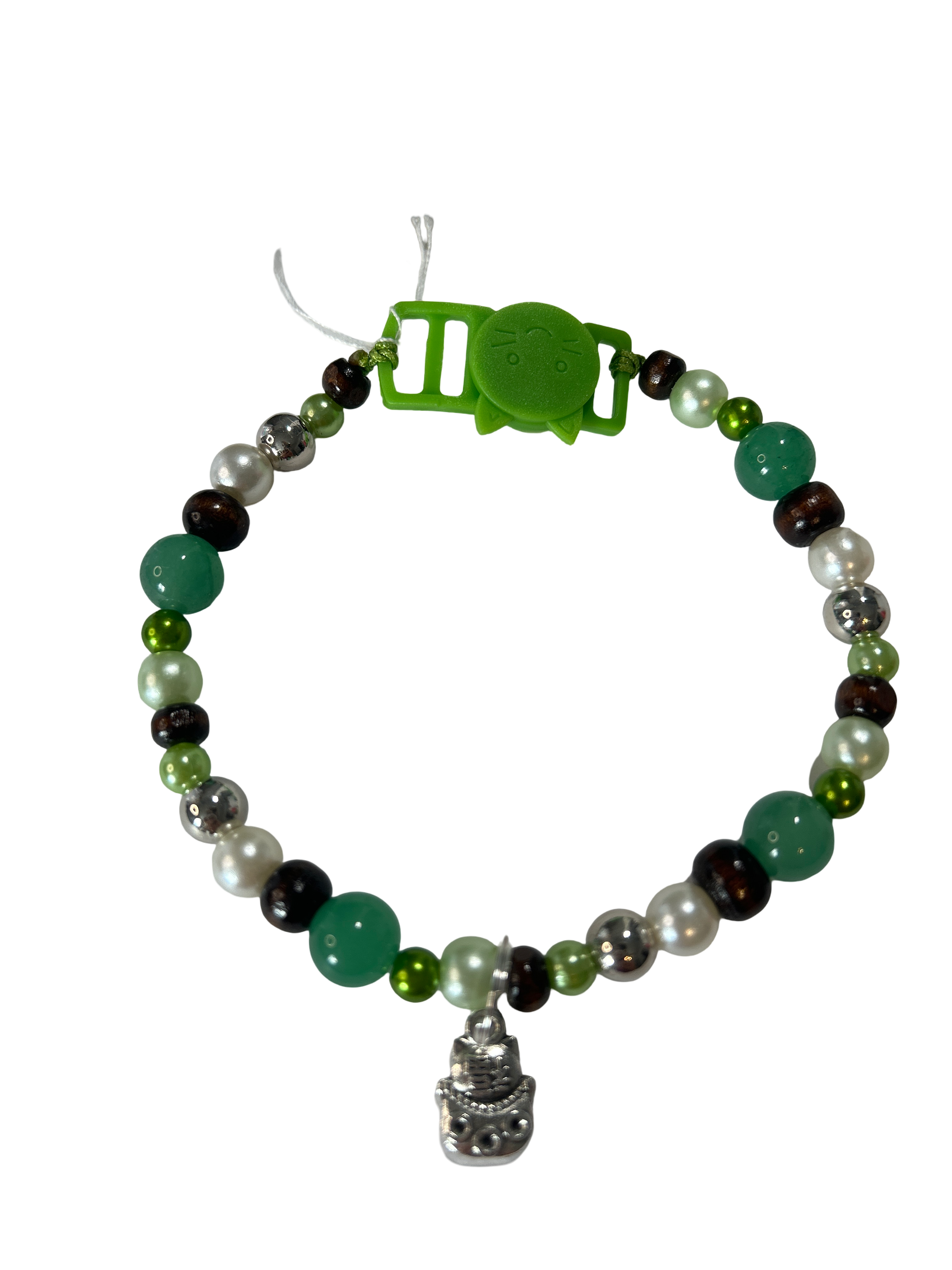 Collier chat fil nylon 10 pouces aventurine verte