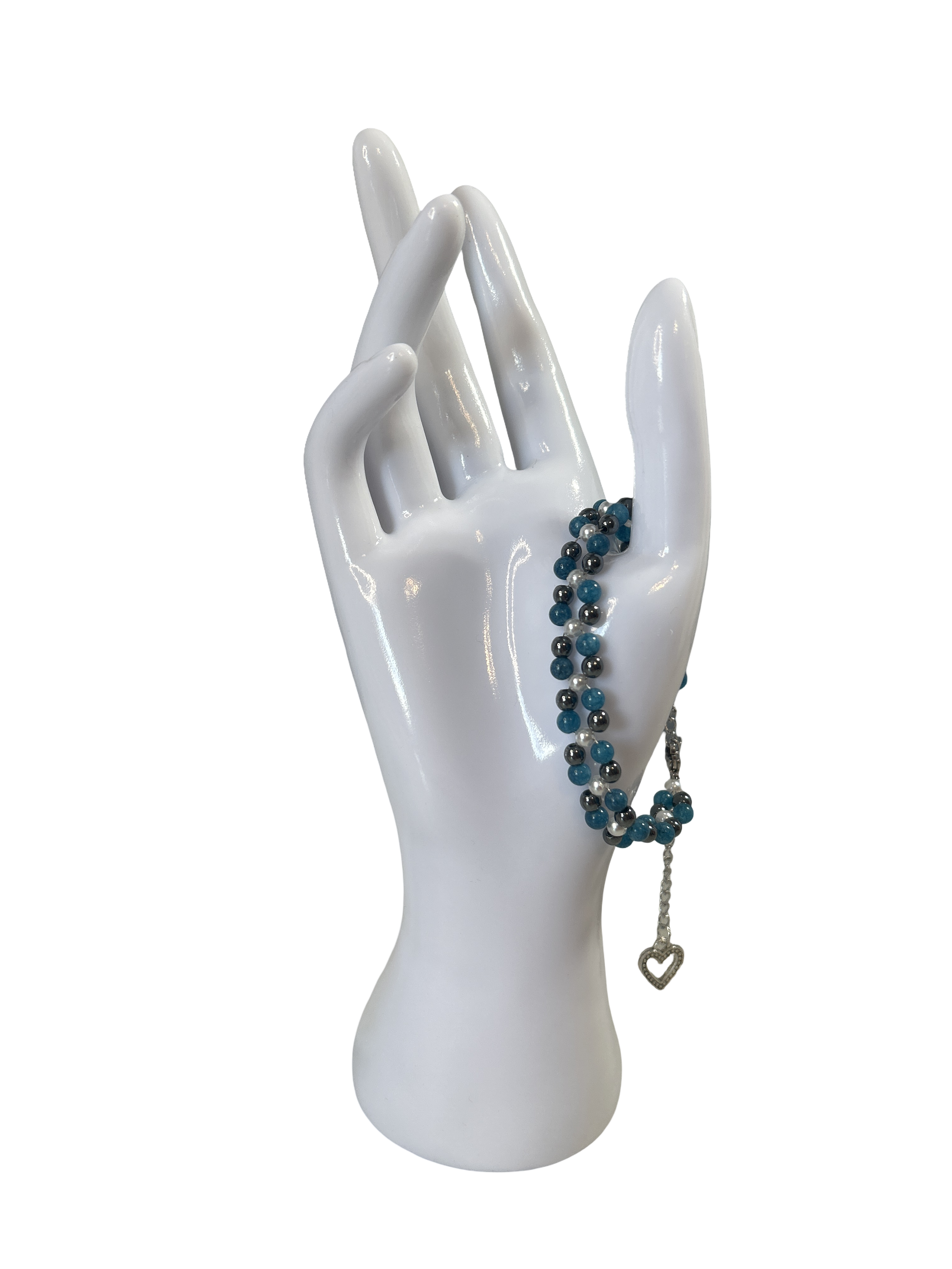 Bracelet tressé hématite et apatite bleue