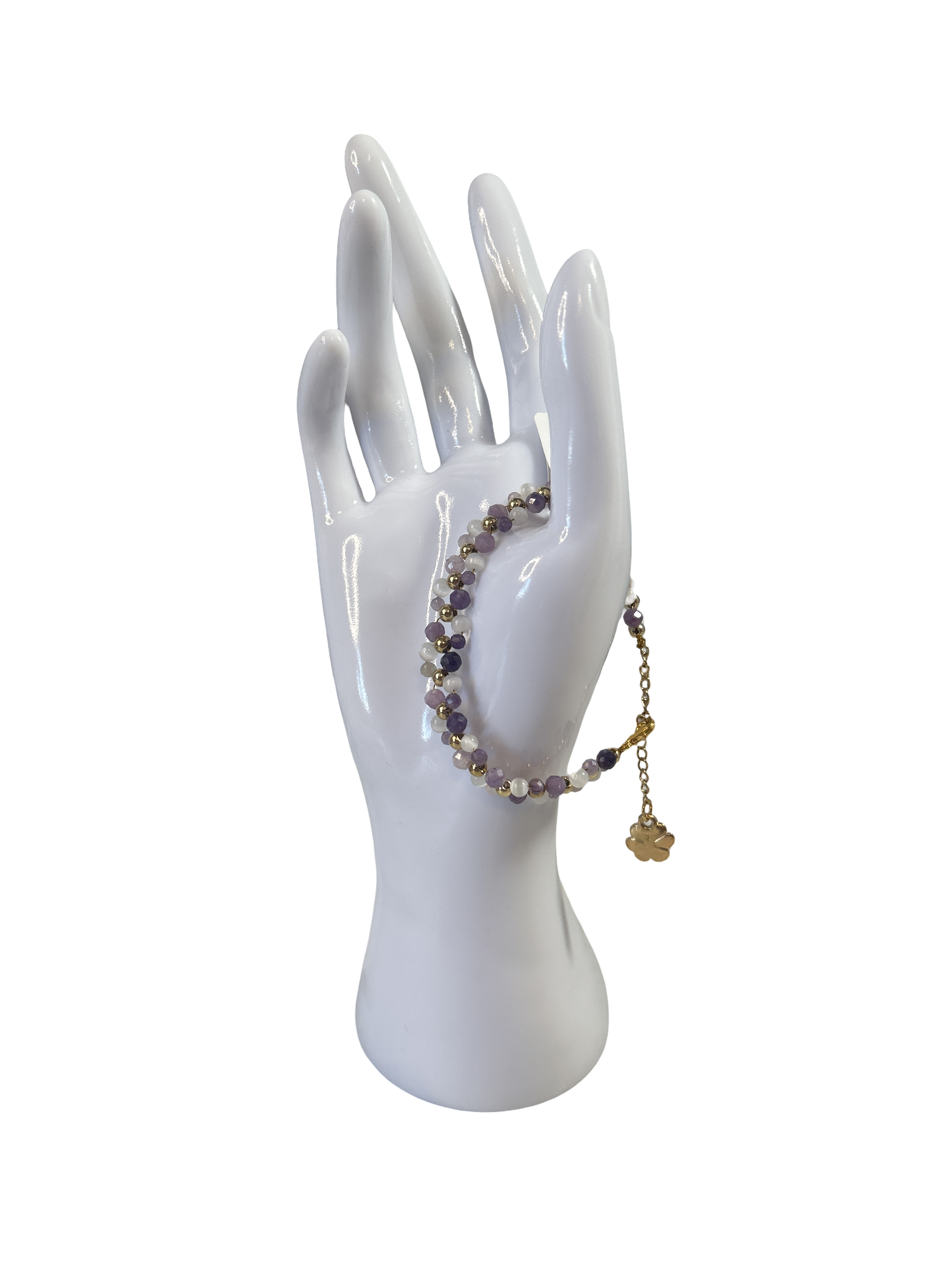 Bracelet tressé améthyste et pierre de lune