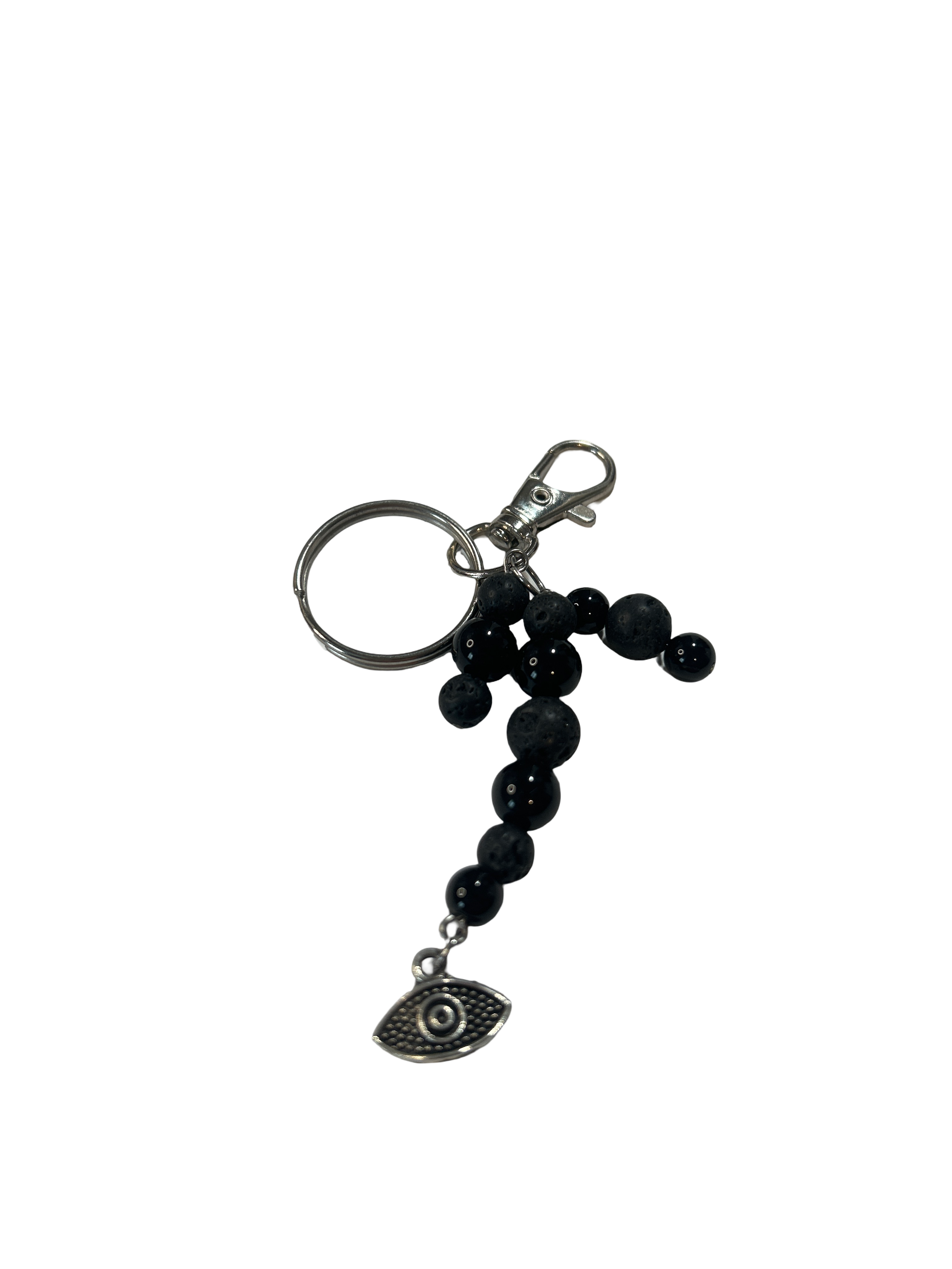 Porte clé pierre de lave et obsidienne