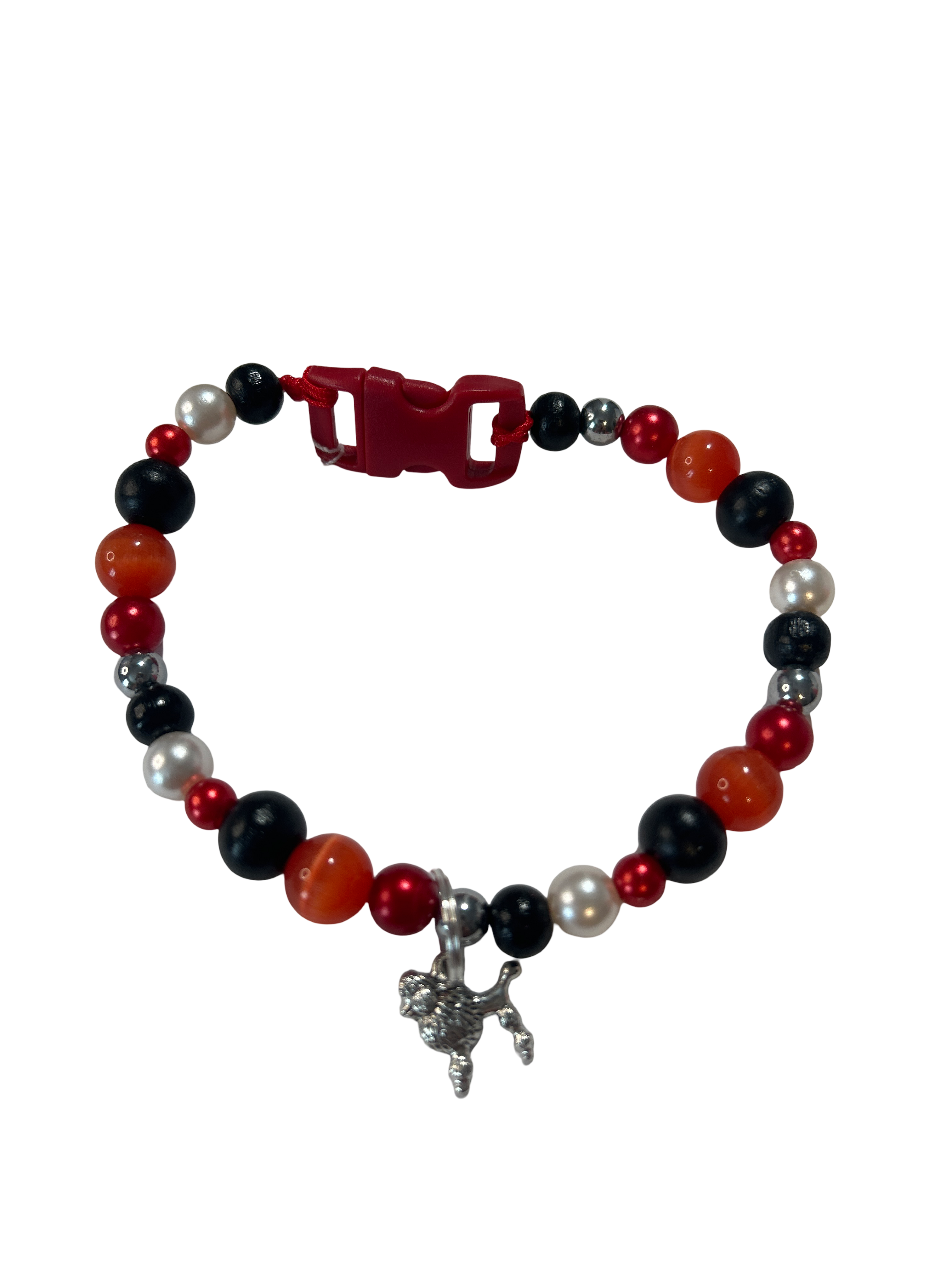 Collier chien fil nylon 9.5 pouces œil de chat rouge