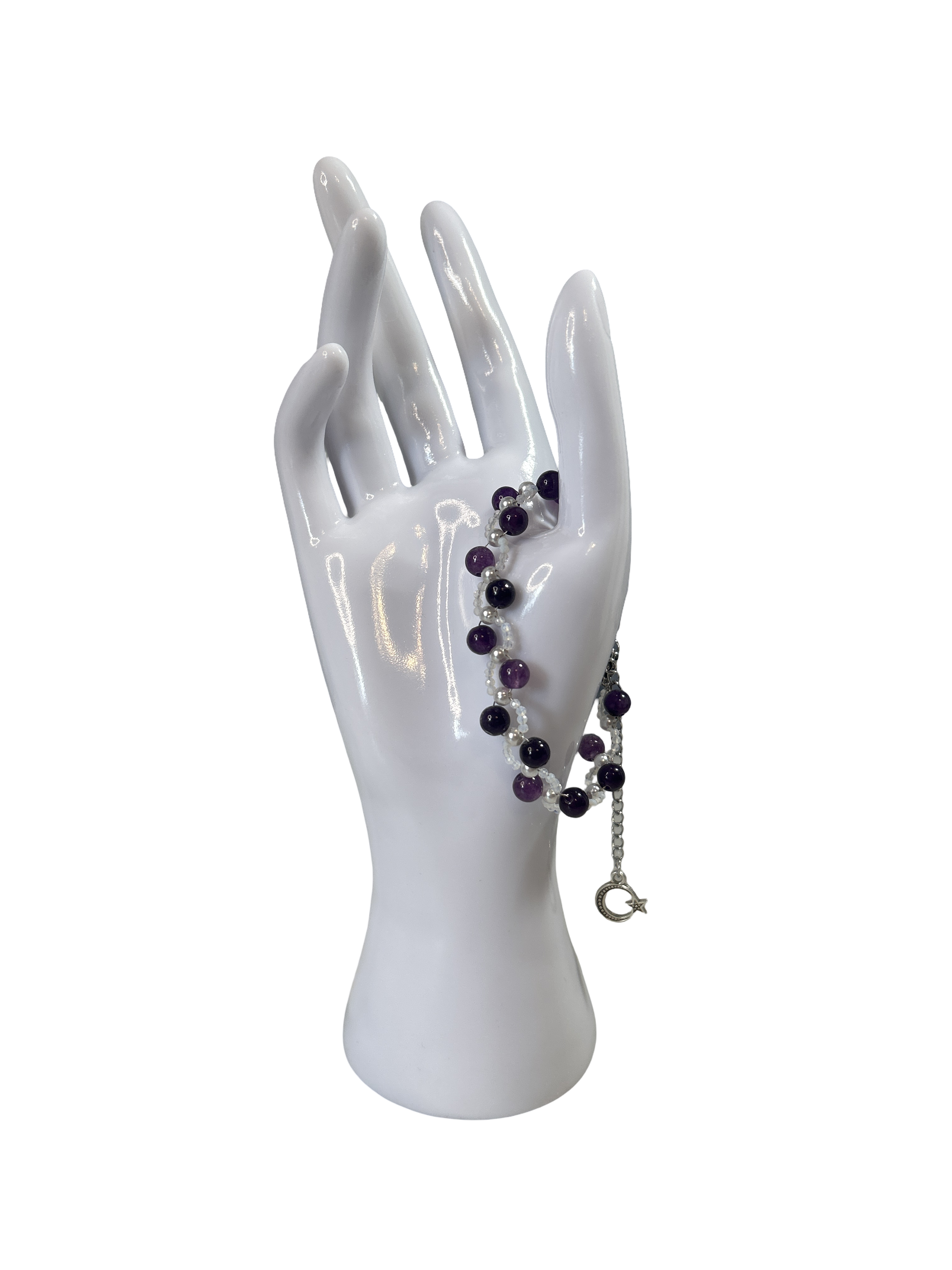 Bracelet tressé améthyste et opaline