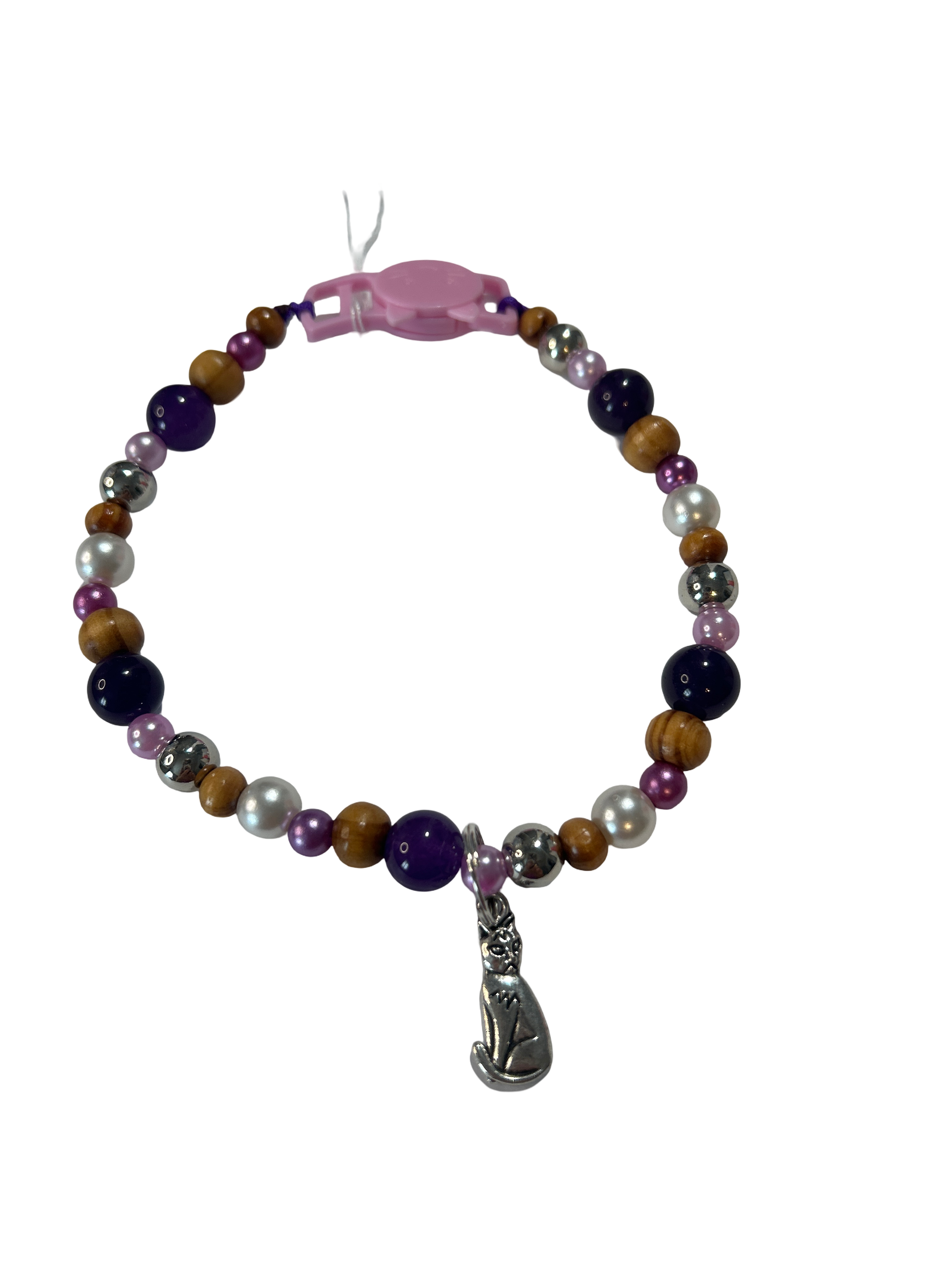 Collier chat fil nylon 10 pouces améthyste