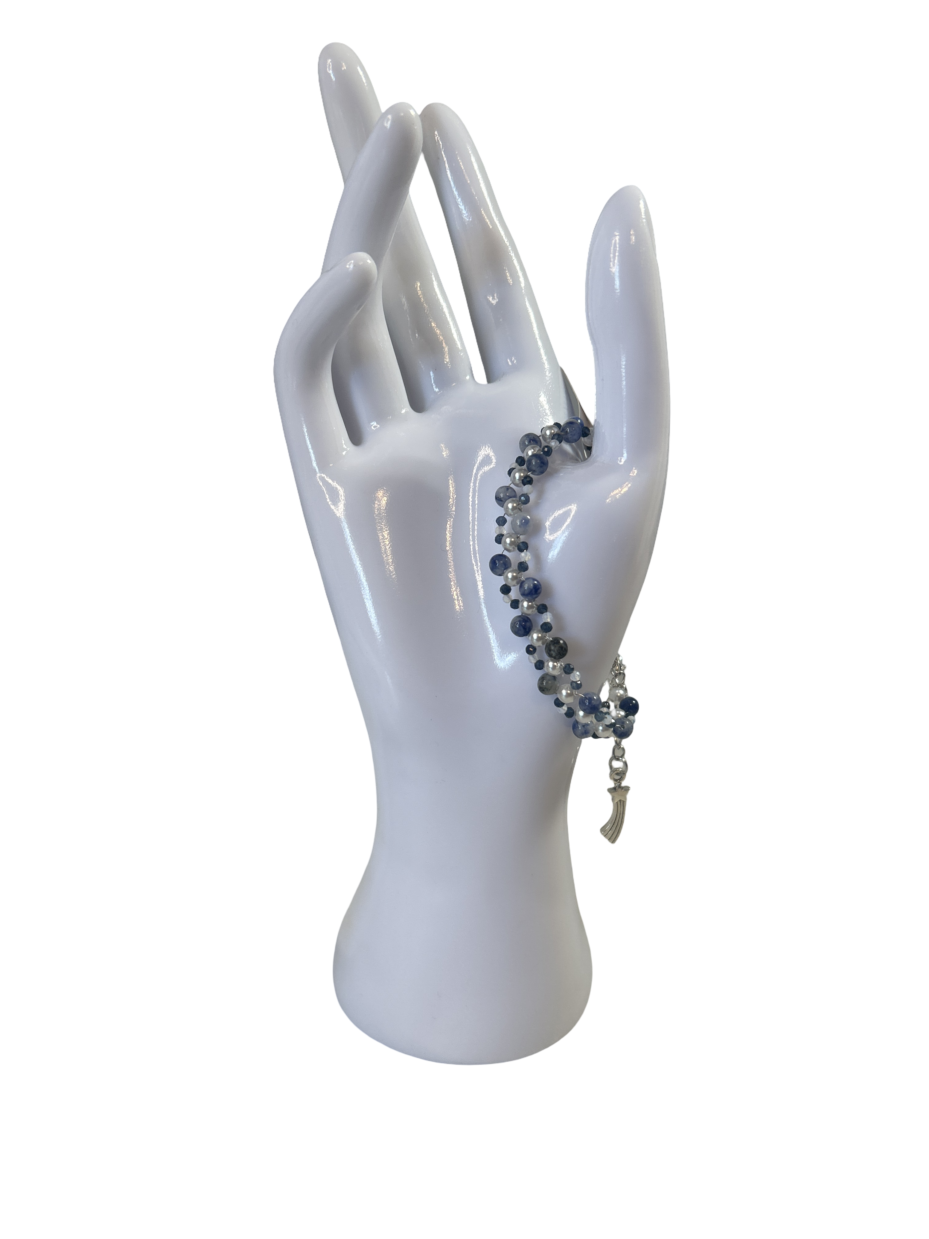 Bracelet tressé sodalite, saphir et opaline