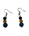 Boucle d’oreille œil de tigre bleu et topaze