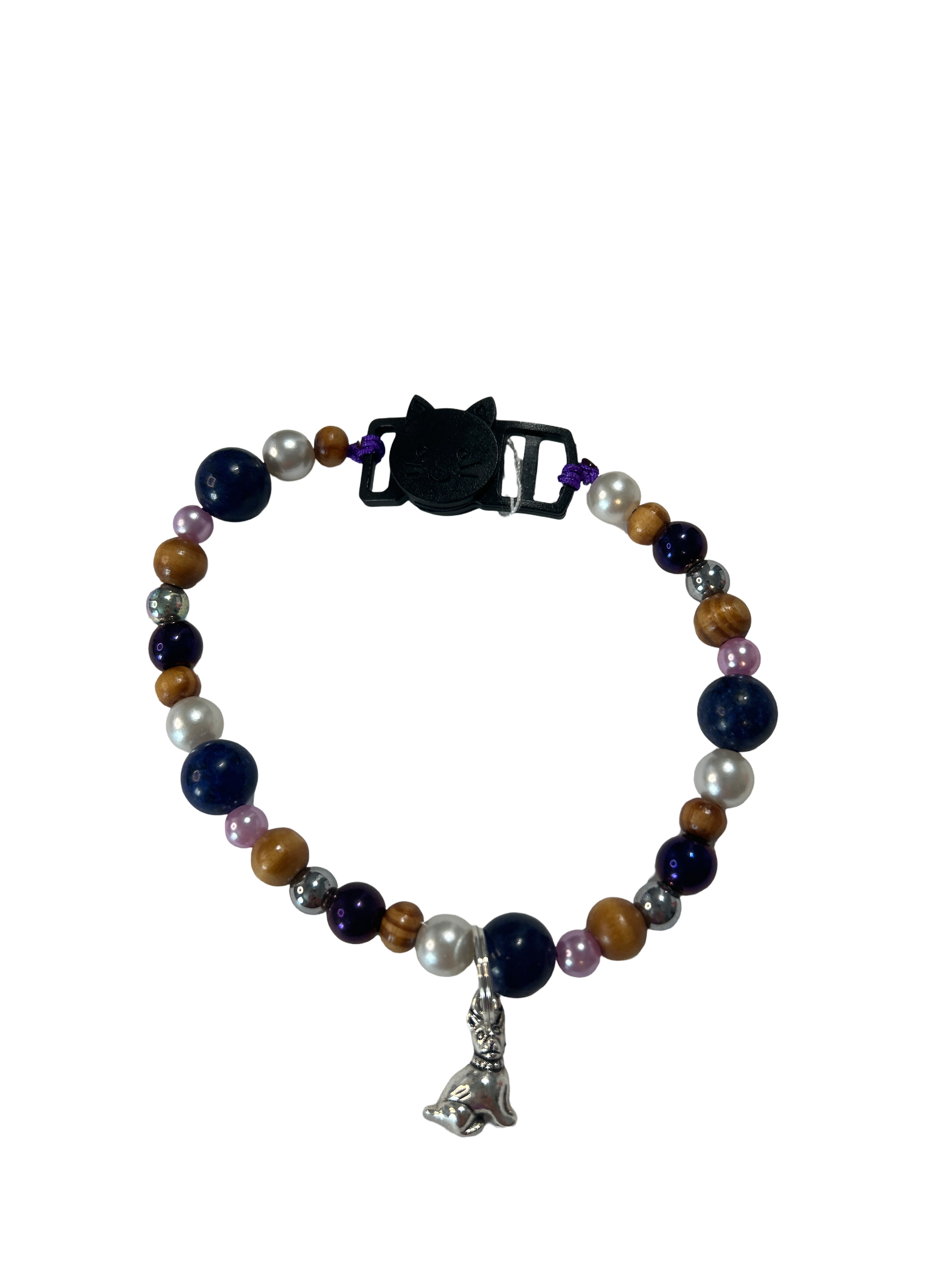 Collier chat fil nylon 9.5 pouces lapis lazuli