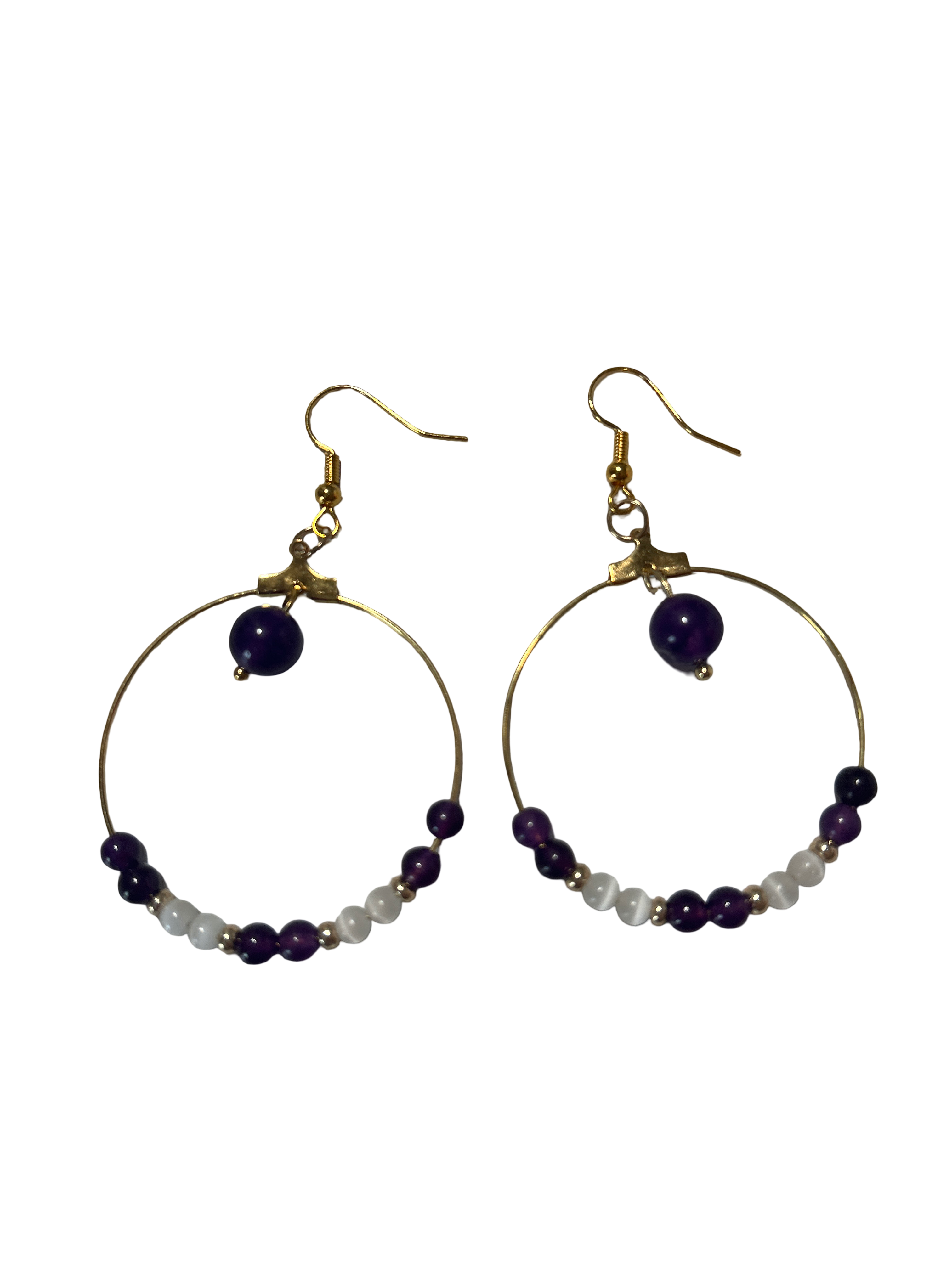Boucle d’oreille améthyste et pierre de lune