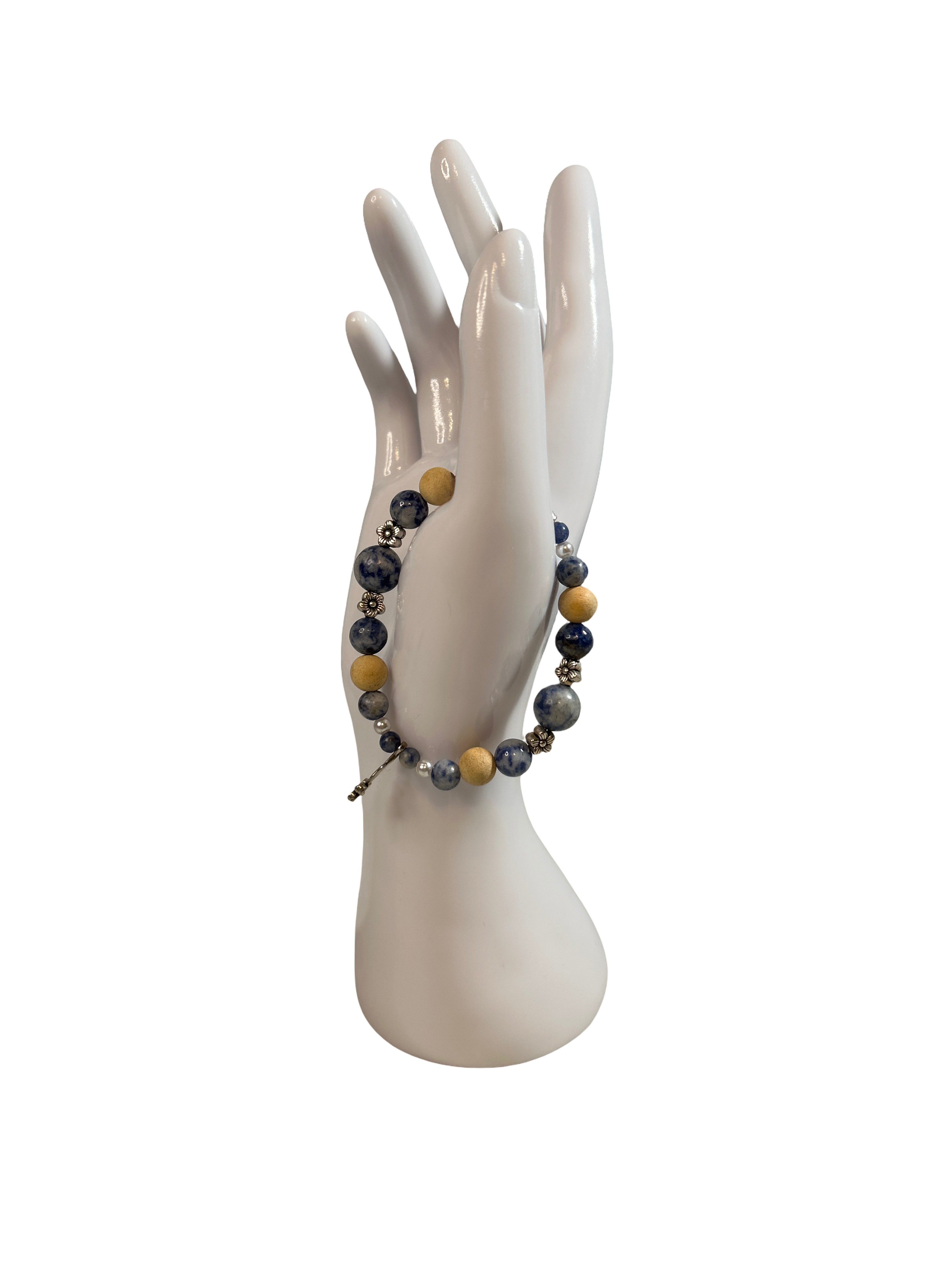 Bracelet jaspe à pois bleus