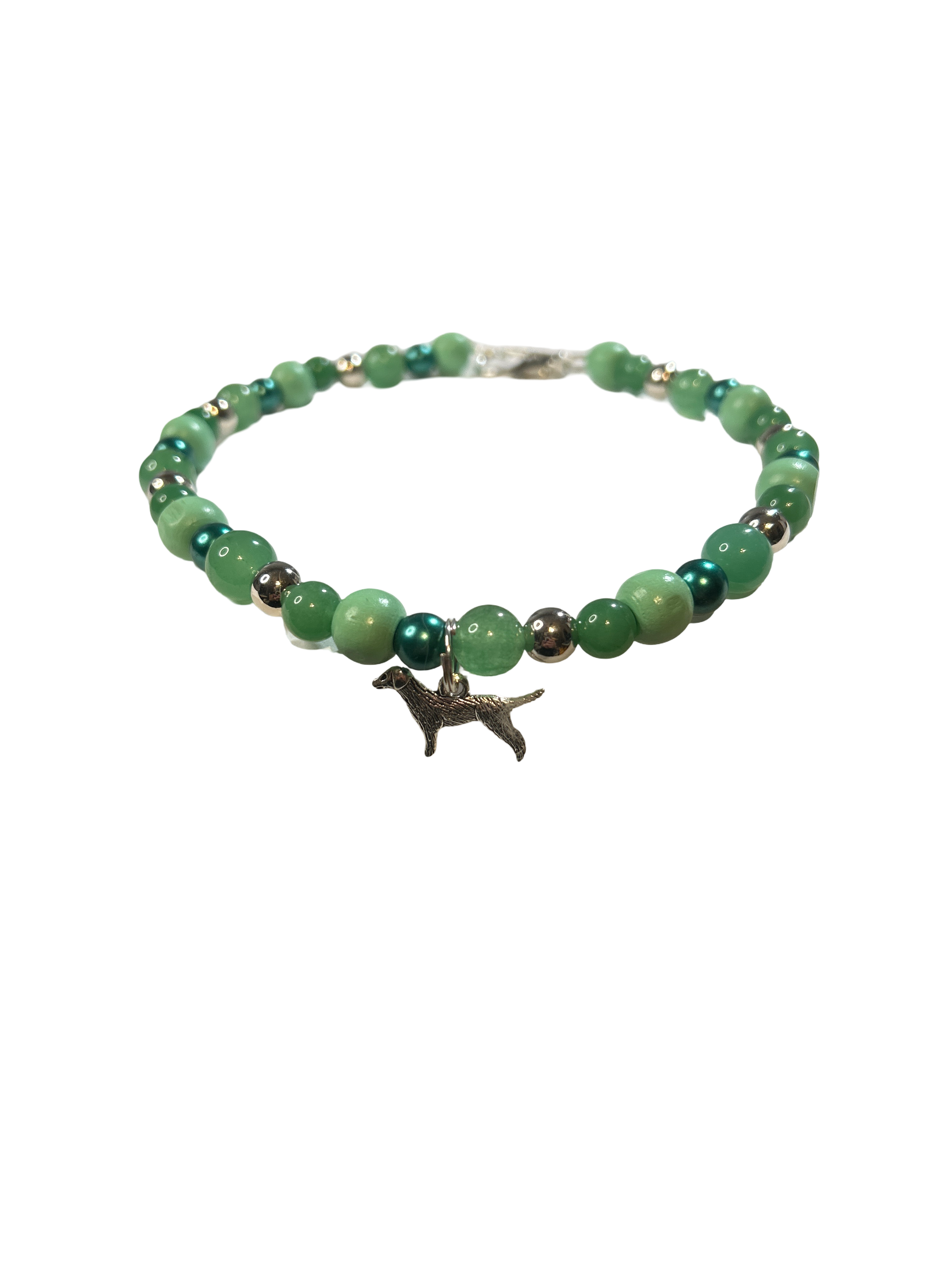 Collier chien fil élastique 15 pouces aventurine verte